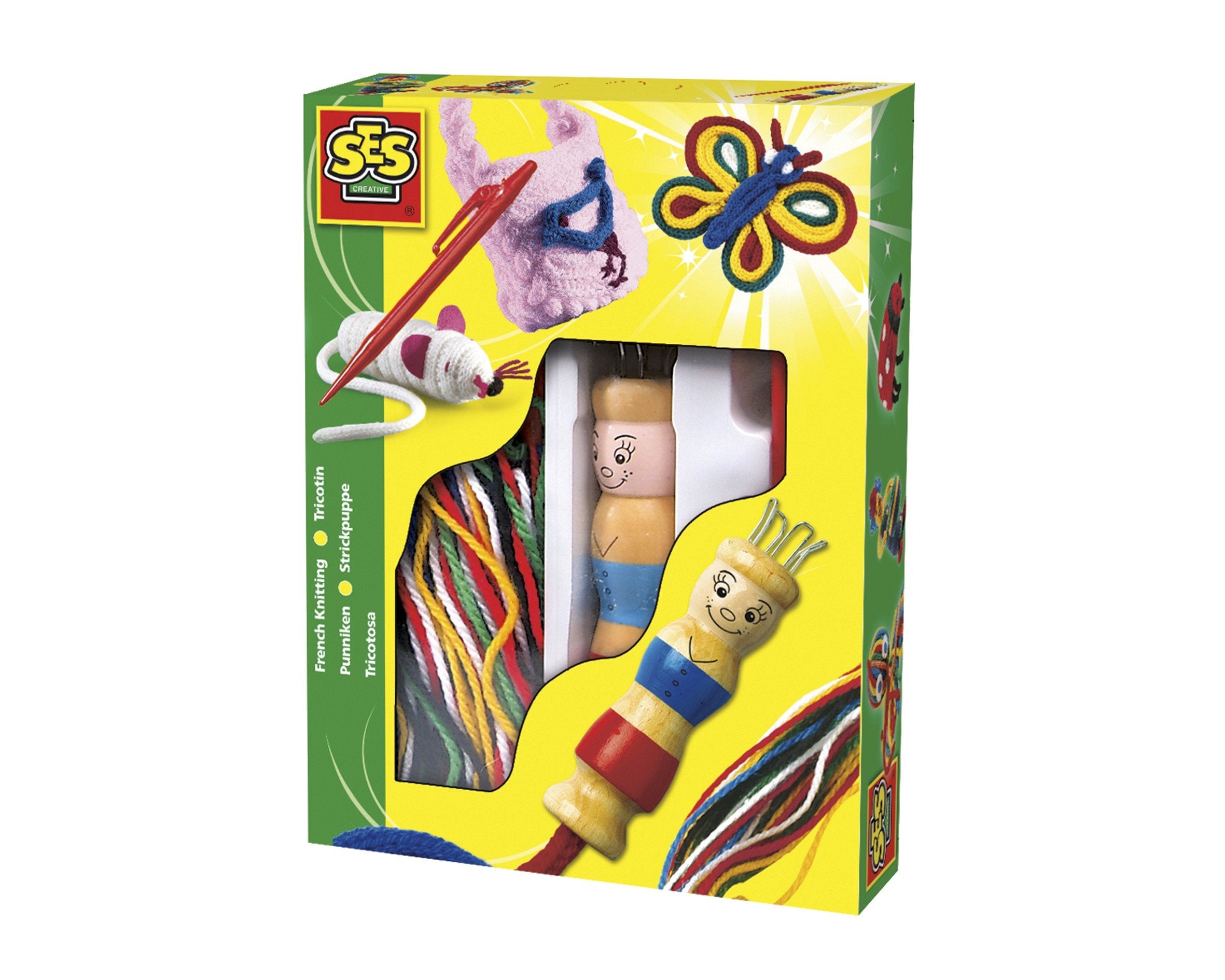 SES Creative French Knitting Set - Wooden Spool Doll Craft Kit for Kids 5+ 6
