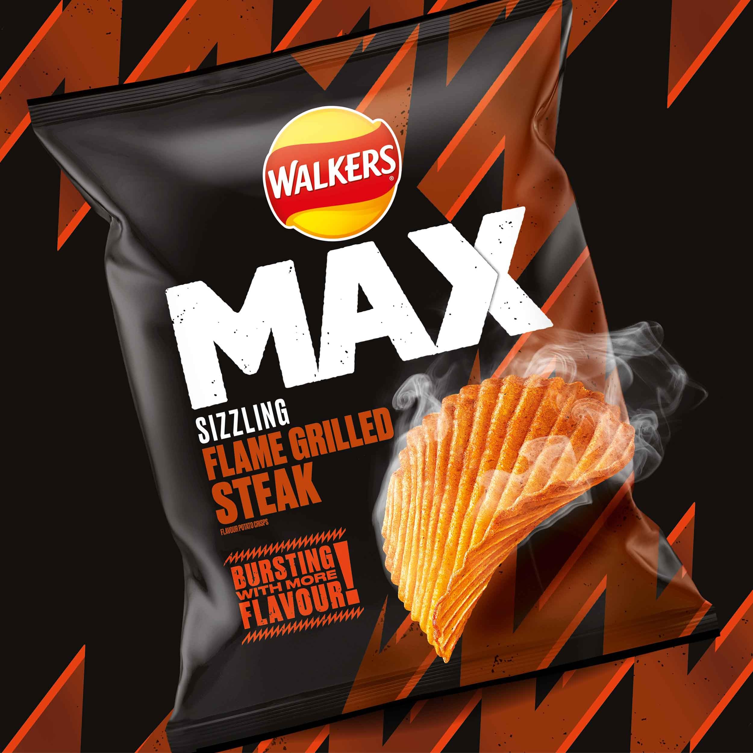 Walkers Max Sizzling Flame Grilled Steak Crisps 50g (Pack of 24) 5