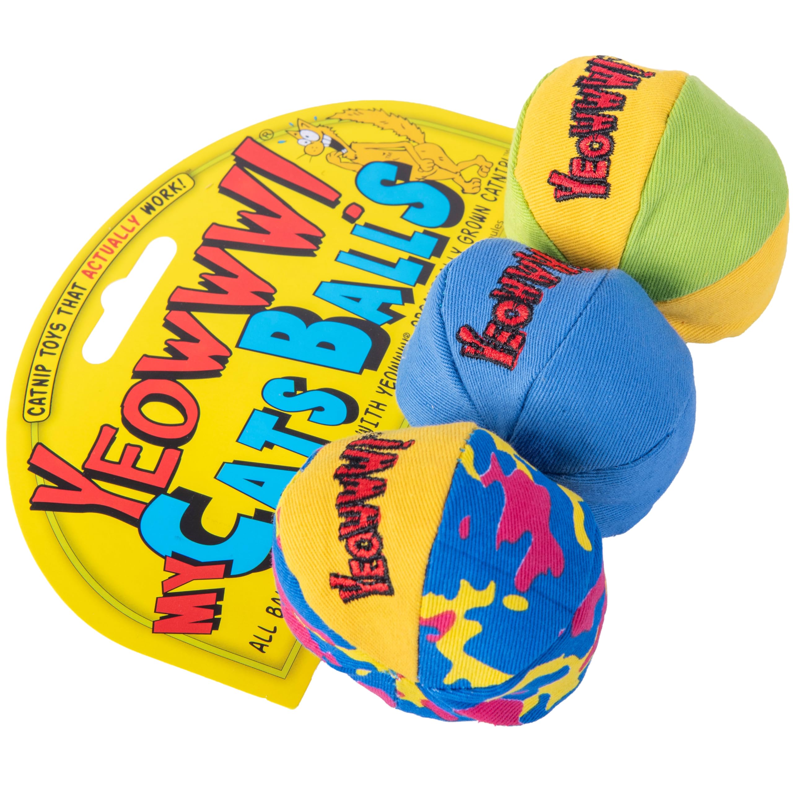 YEOWWW My Cats Balls Cat Toy - Pack of 3 Assorted, 100% Organic Catnip Filled