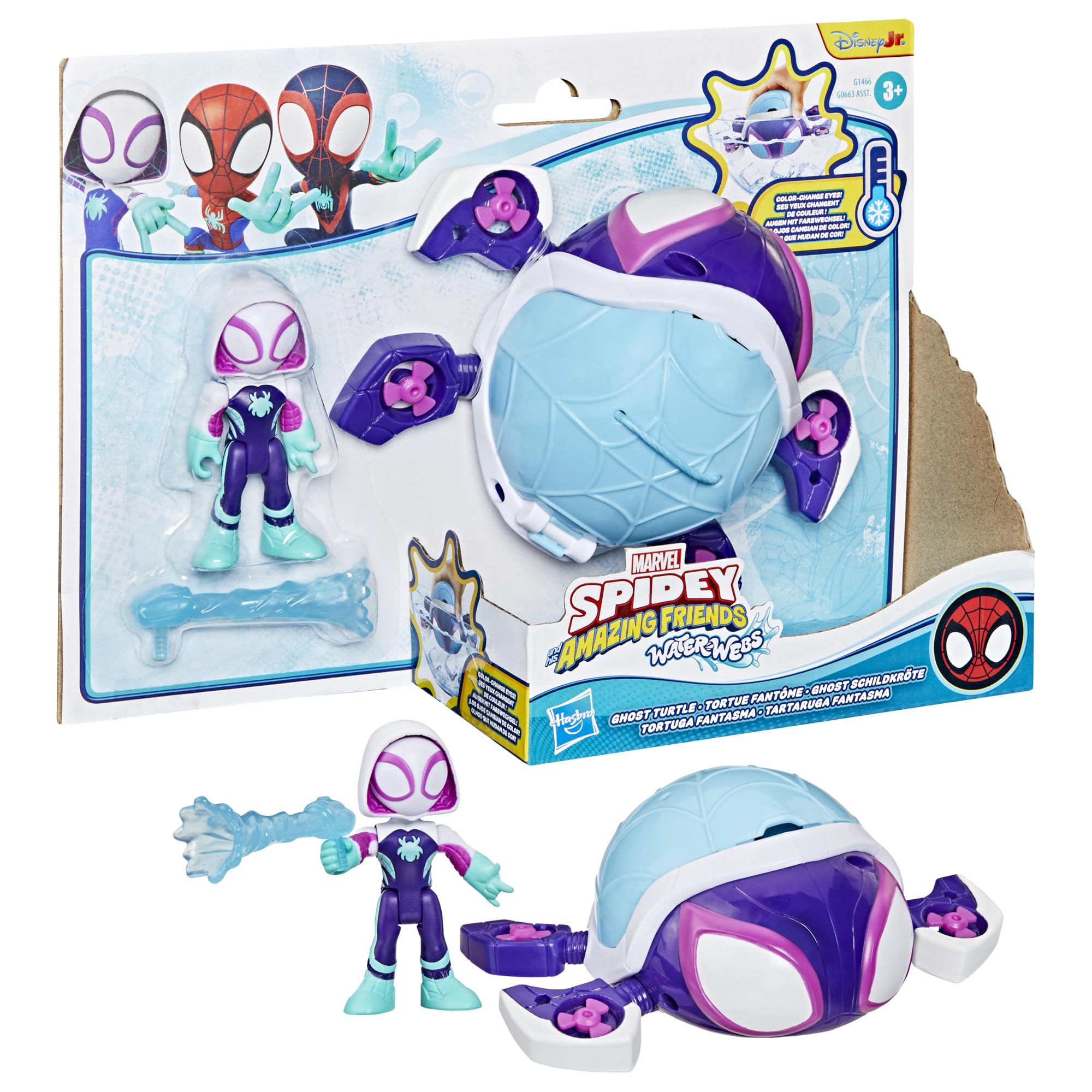 Spidey und seine erstaunlichen Freunde Marvel Water-Webs Ghost Turtle U-Boot-Spielzeug – Farbwechselnde Augen und Actionfigur-Spielset 10