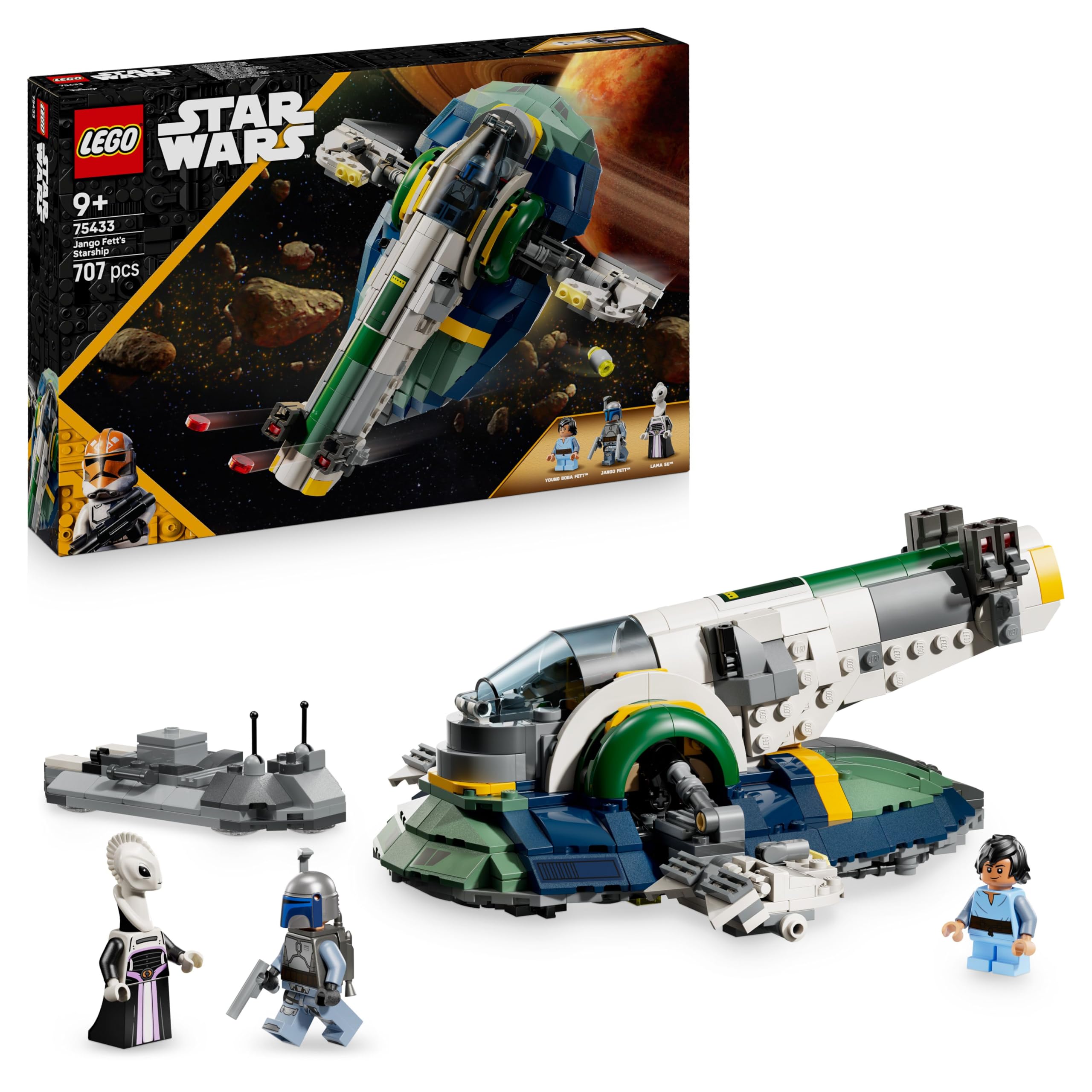 LEGO Star Wars 75433 Jango Fett's Starship Building Set for Ages 9+ | 3 Minifigures