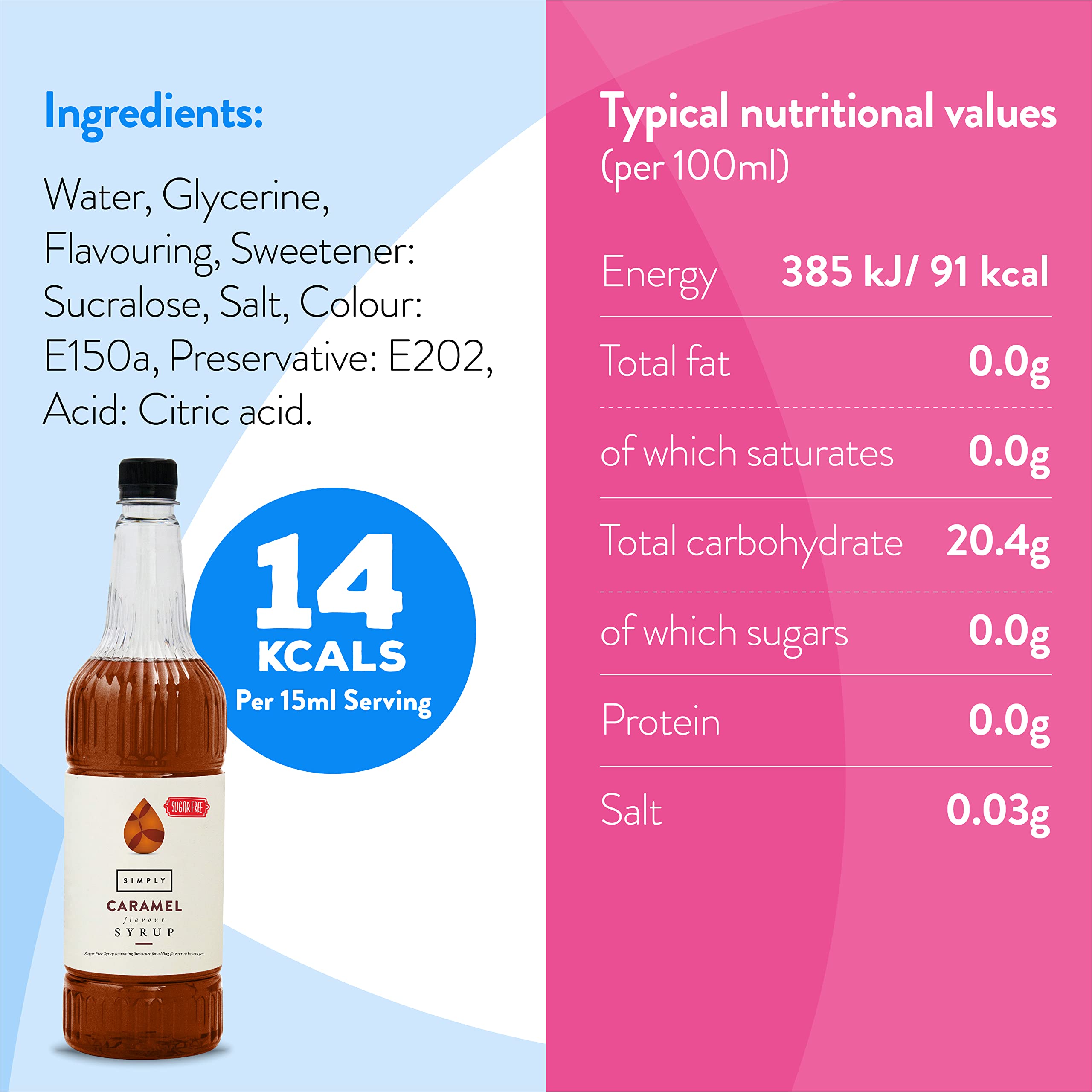 Simply – Zuckerfreier Karamellsirup, kalorienarmer, veganer und nussfreier aromatisierter Sirup für Kaffee, Cocktails und Backen (1 Liter) 4