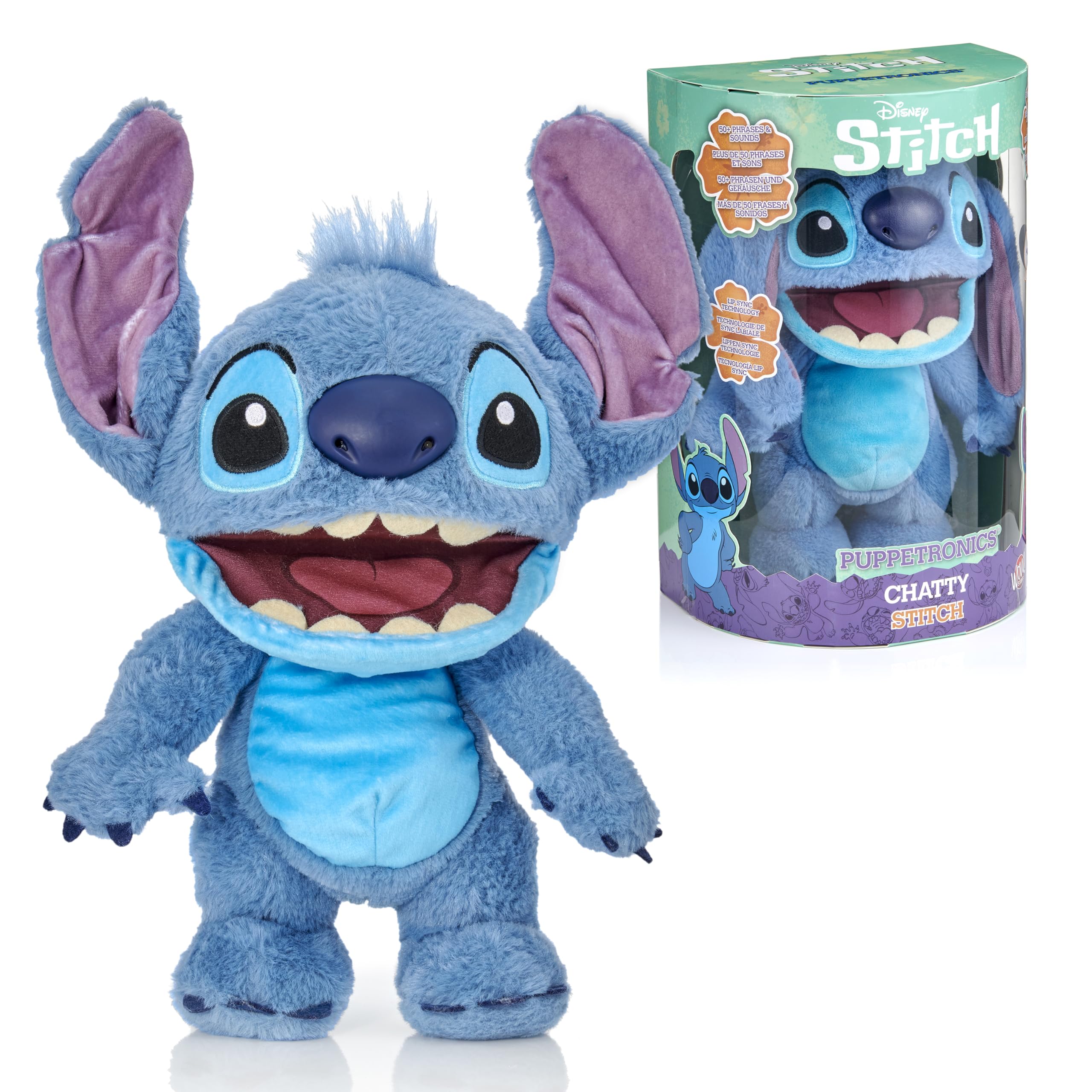 WOW! STUFF Disney Chatty Stitch Deluxe Puppetronic - Interactive Animatronic Plush with Sound & Touch Sensors