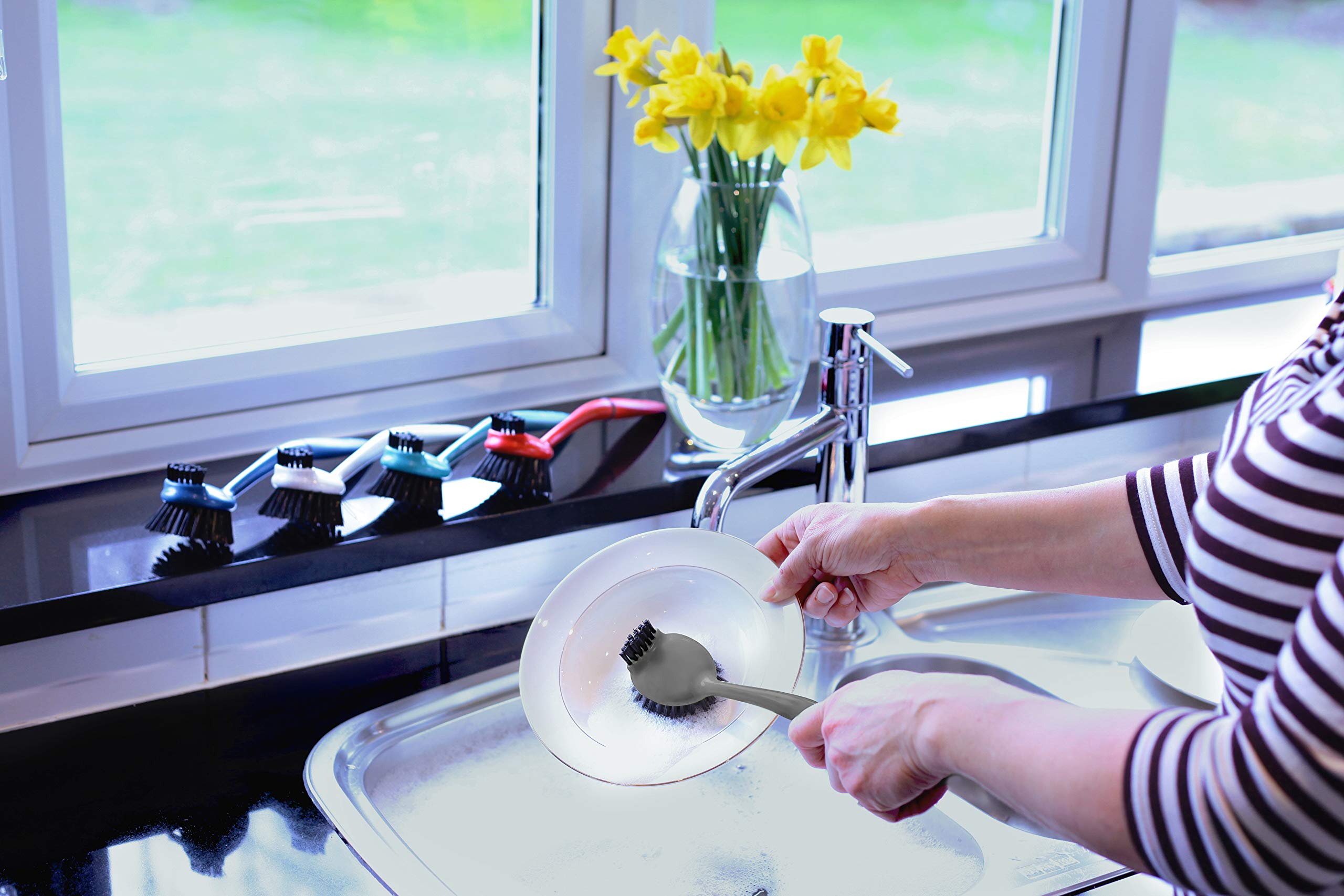 Greener Cleaner Dish Brush - High Performance Scrubbing | Durable Fibres | Slate Grey 4