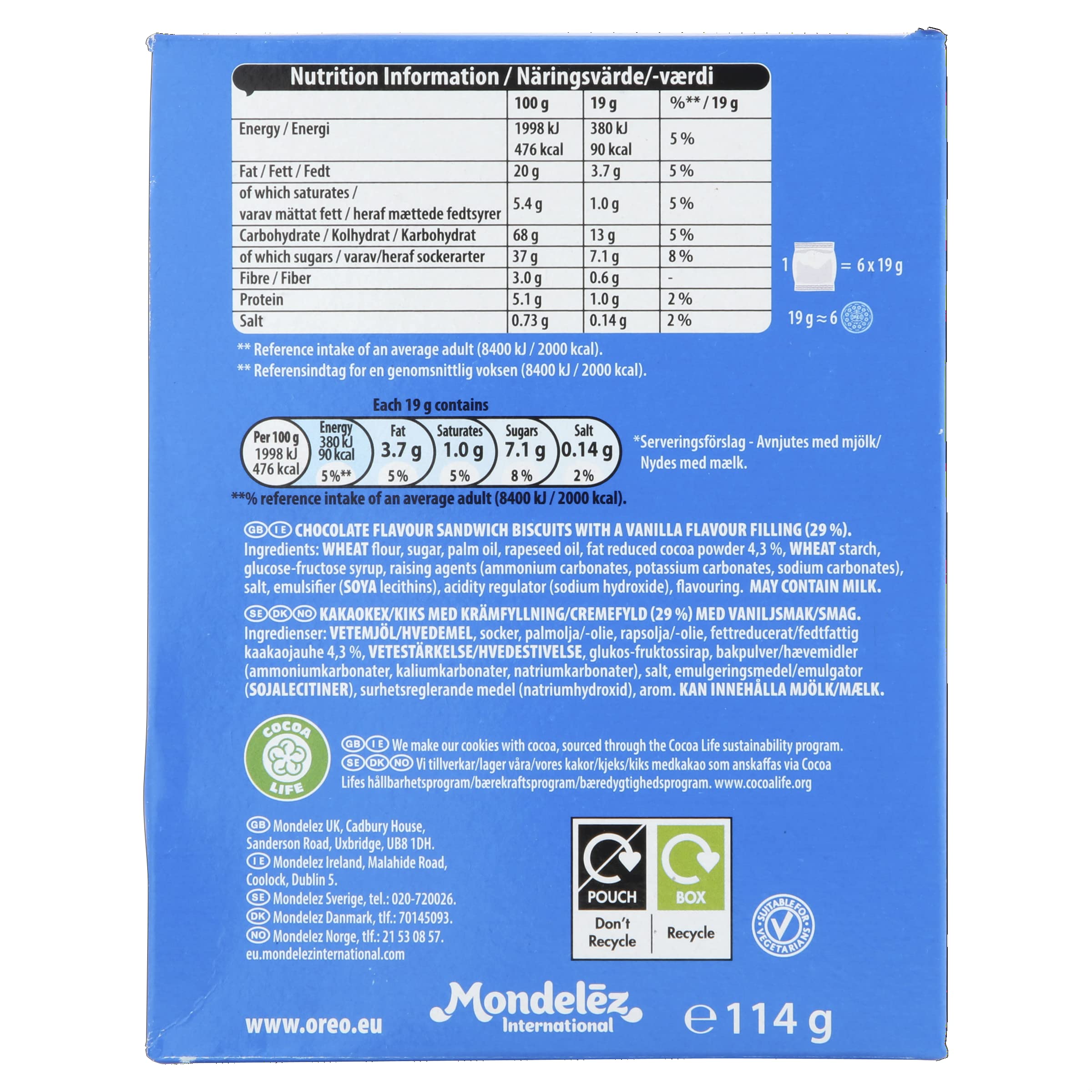 Oreo Chocolate Sandwich Biscuit Mini Bags, Classic Cream-Filled Snacks, Pack of 6 7