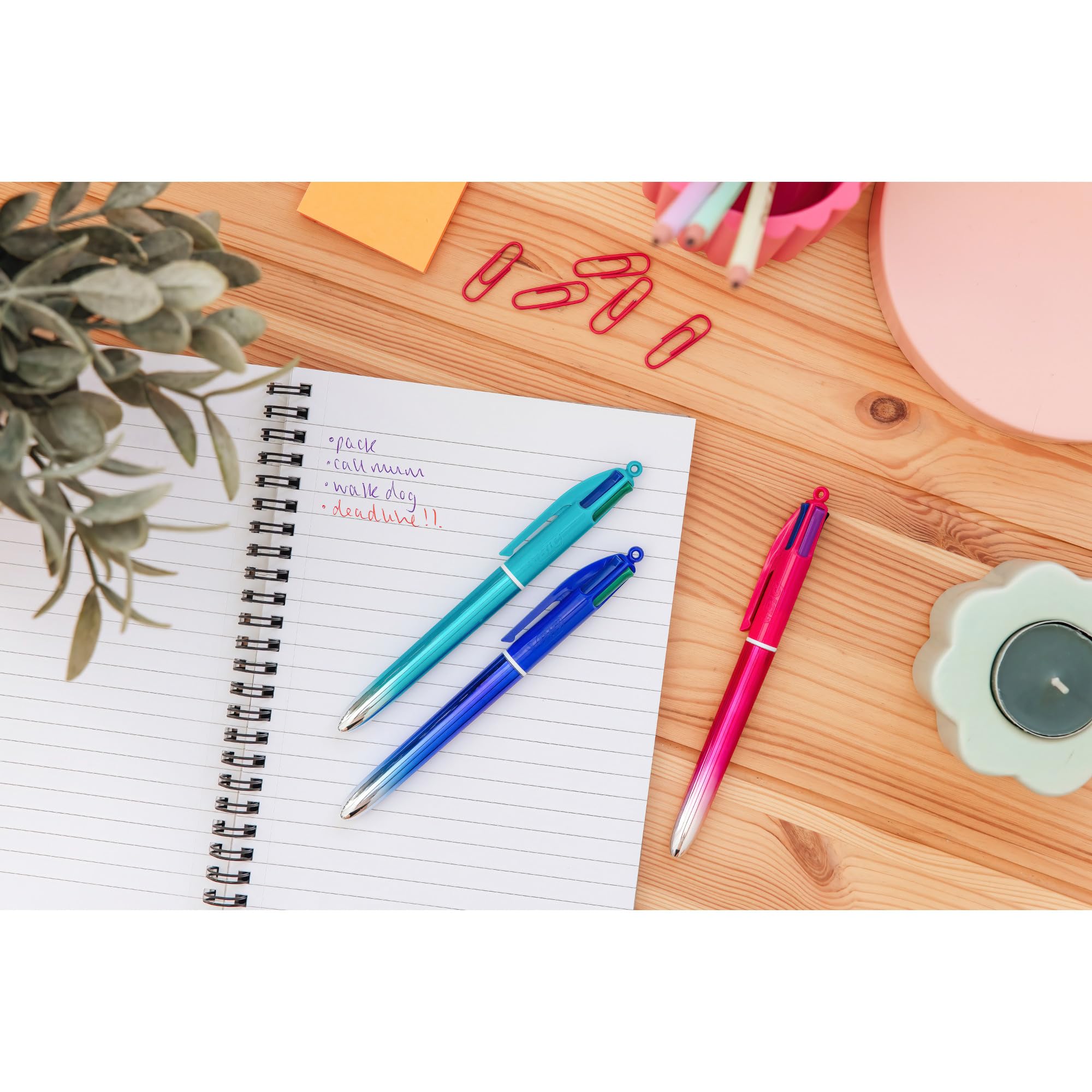 BIC 4 Colours Gradient Smooth Ink Retractable Ballpoint Pens - Pack of 5 | 1.0mm Medium Point | Multicolour 8