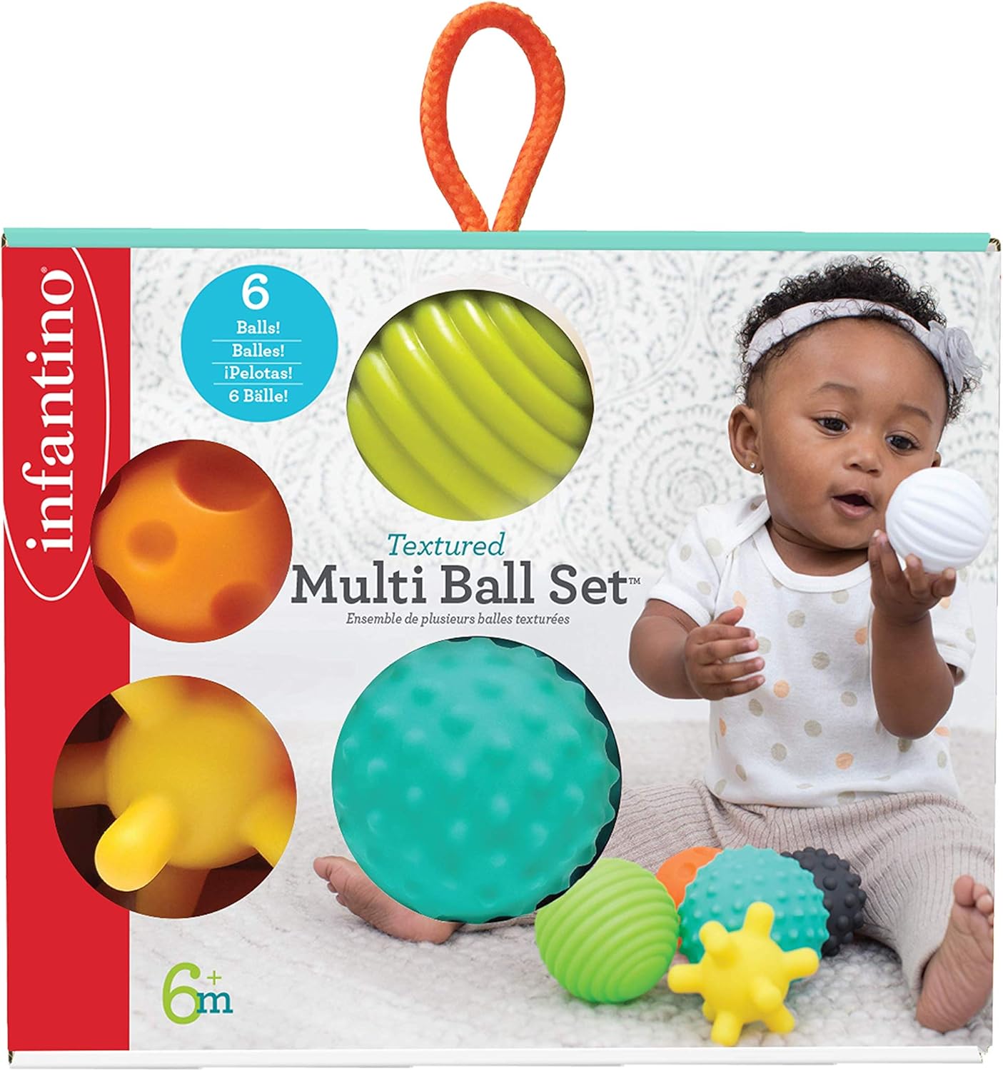 Infantino Textured Multi Ball Set - 6 Easy-to-Grab Sensory Balls for Babies 6 Months+ 7