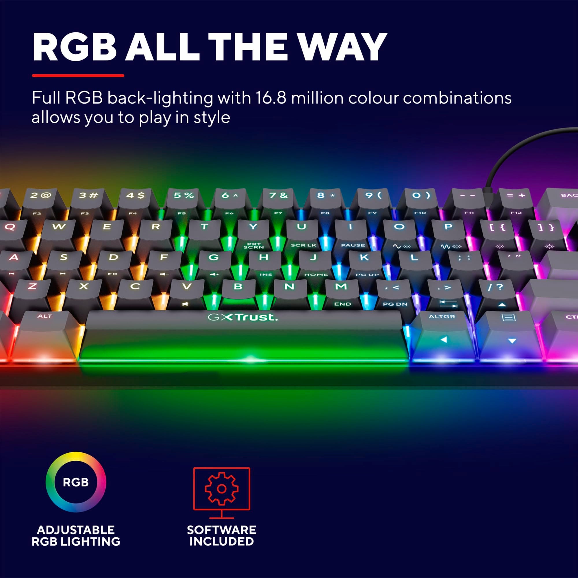 Trust Gaming GXT 867 Acira 60% Mechanical Keyboard UK Layout - RGB Backlit, Outemu Red Switches 15