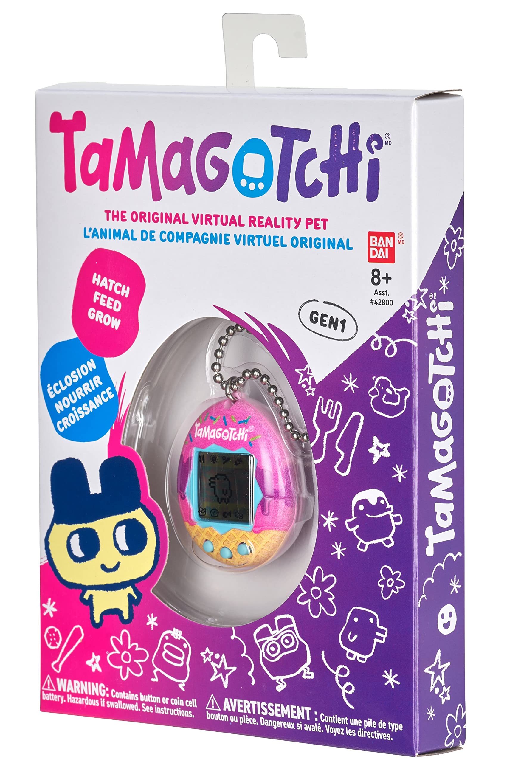 Bandai Tamagotchi Original Ice Cream Shell - Retro Virtual Pet Toy for Kids & Adults 8+ 16