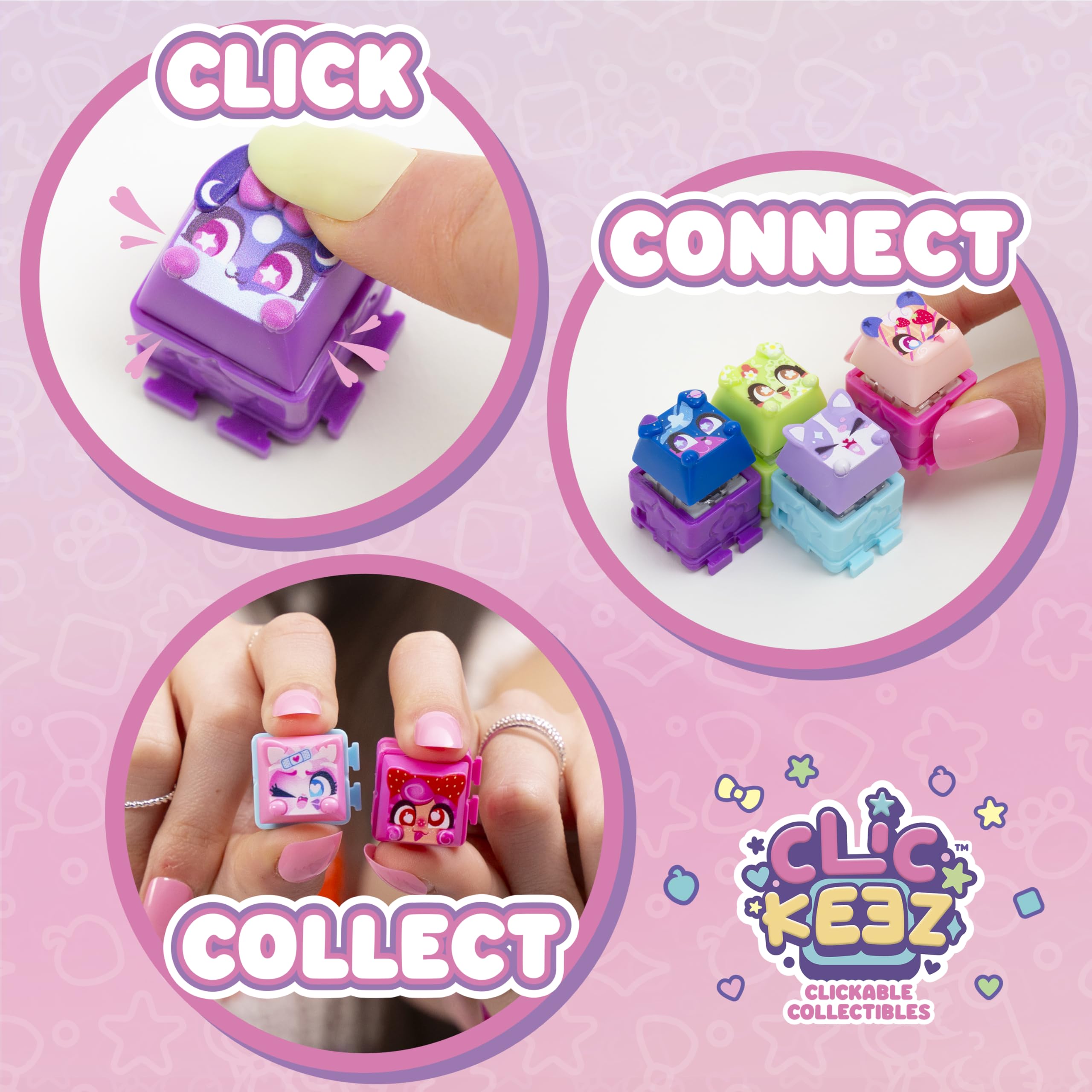 Clickeez Strawberry Treats Deluxe Keychain - 7 Clickable Keyboard Collectibles - Pink 5