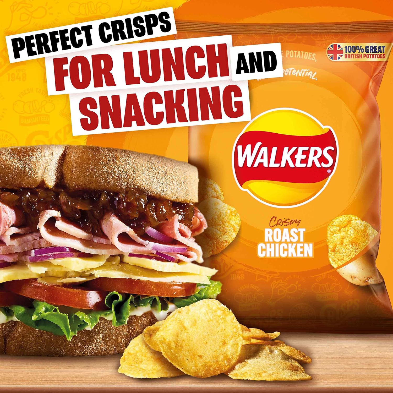 Walkers Roast Chicken Crisps 32.5g (Case of 32) - Made with 100% British Potatoes 8