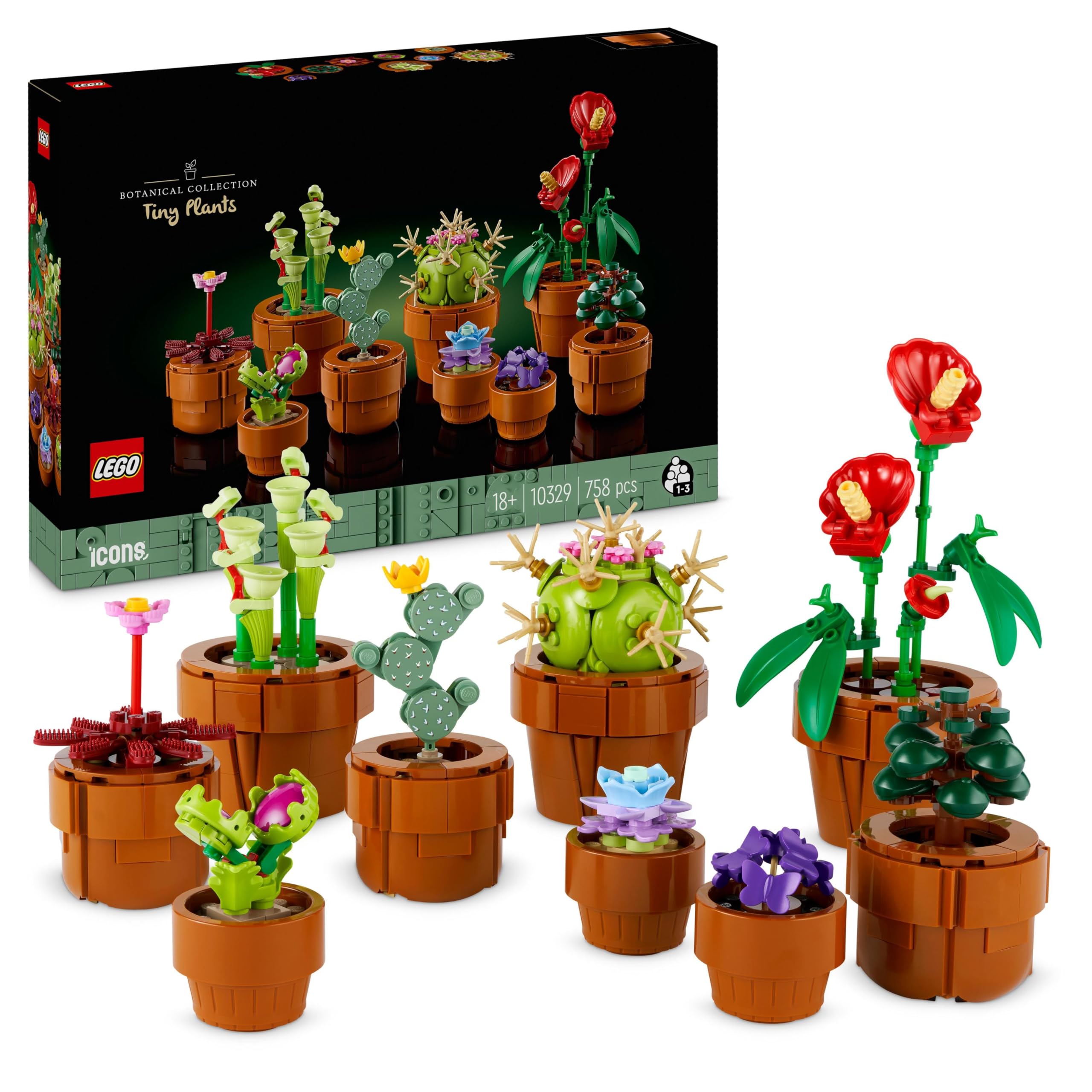 LEGO Botanicals Tiny Plants Set 10329 - 9 Artificial Potted Plants for Adults | Botanical Collection