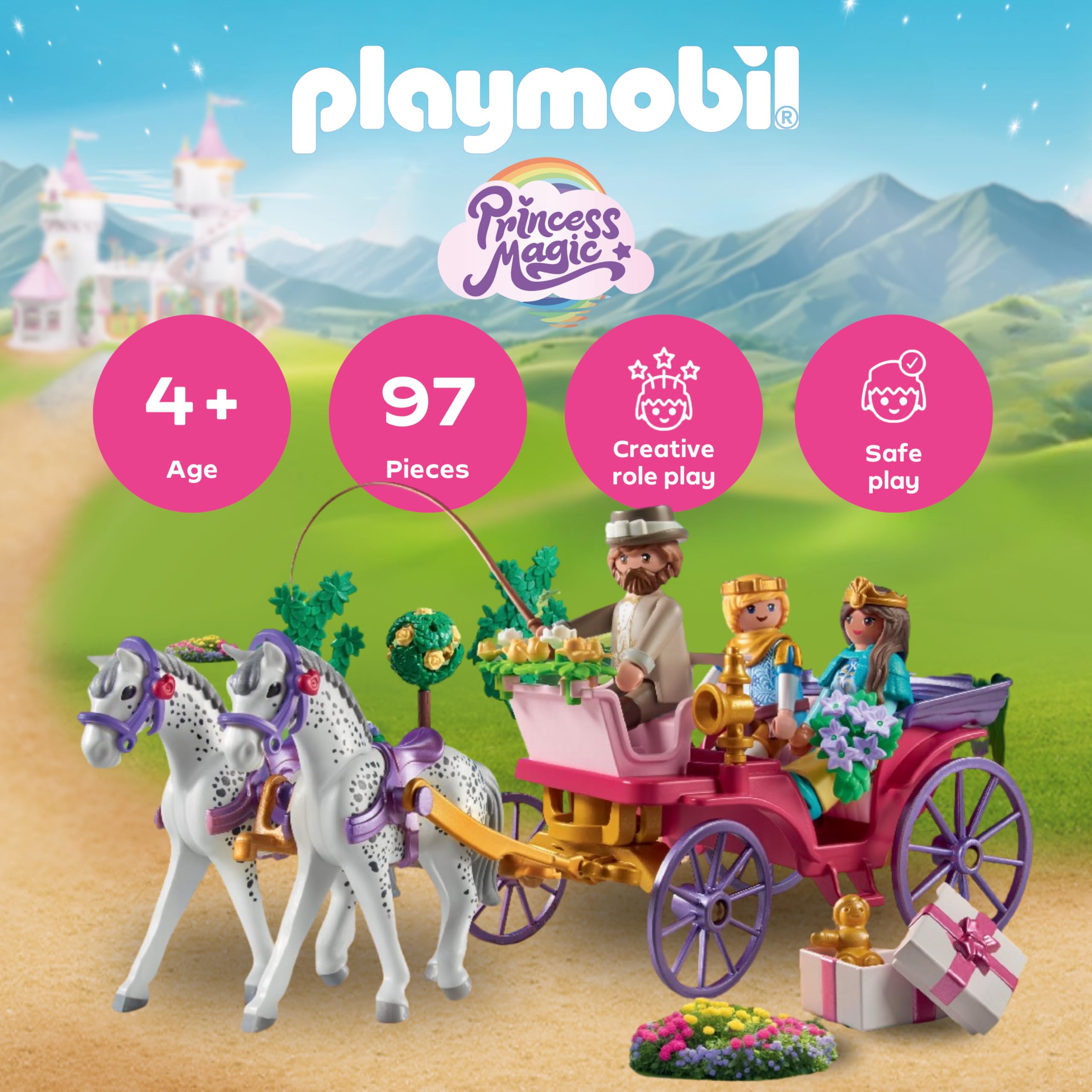 Playmobil Princess Magic Royal Carriage Ride with Princess and Prince - Fantasy Playset for Kids 4