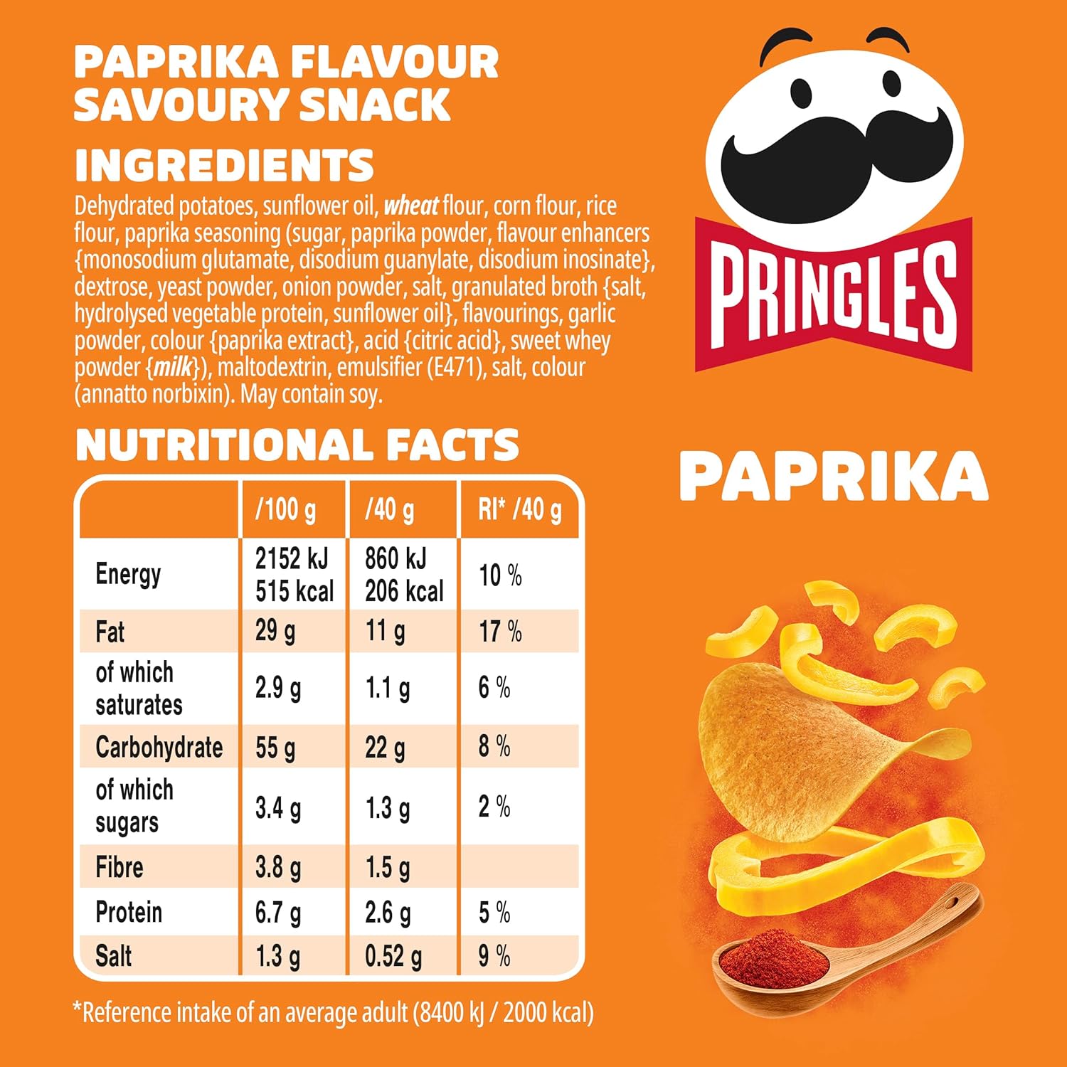 Pringles Paprika Chips 185g 6