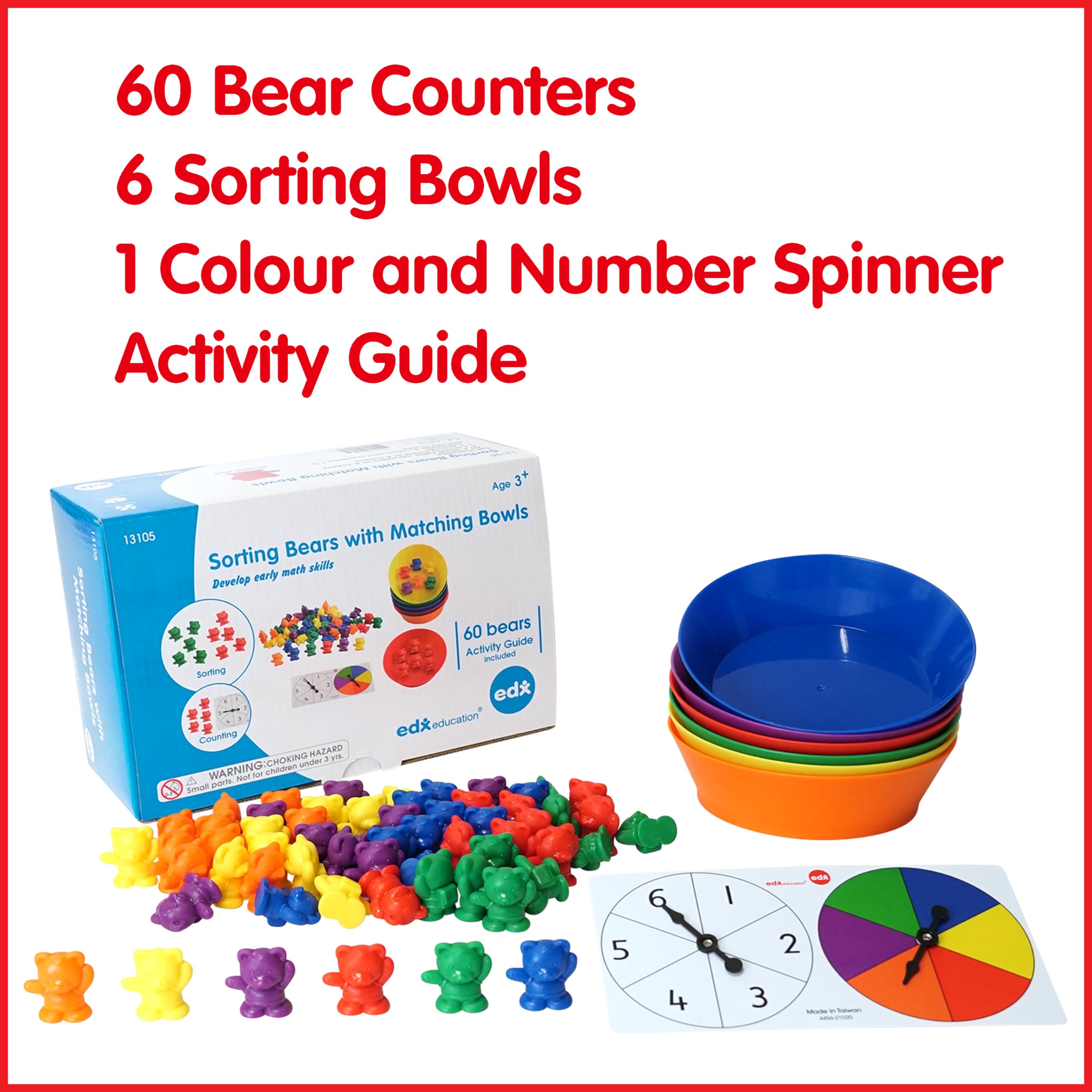 edxeducation Counting Bears with Matching Bowls - Educational Math Playset for Toddlers 7