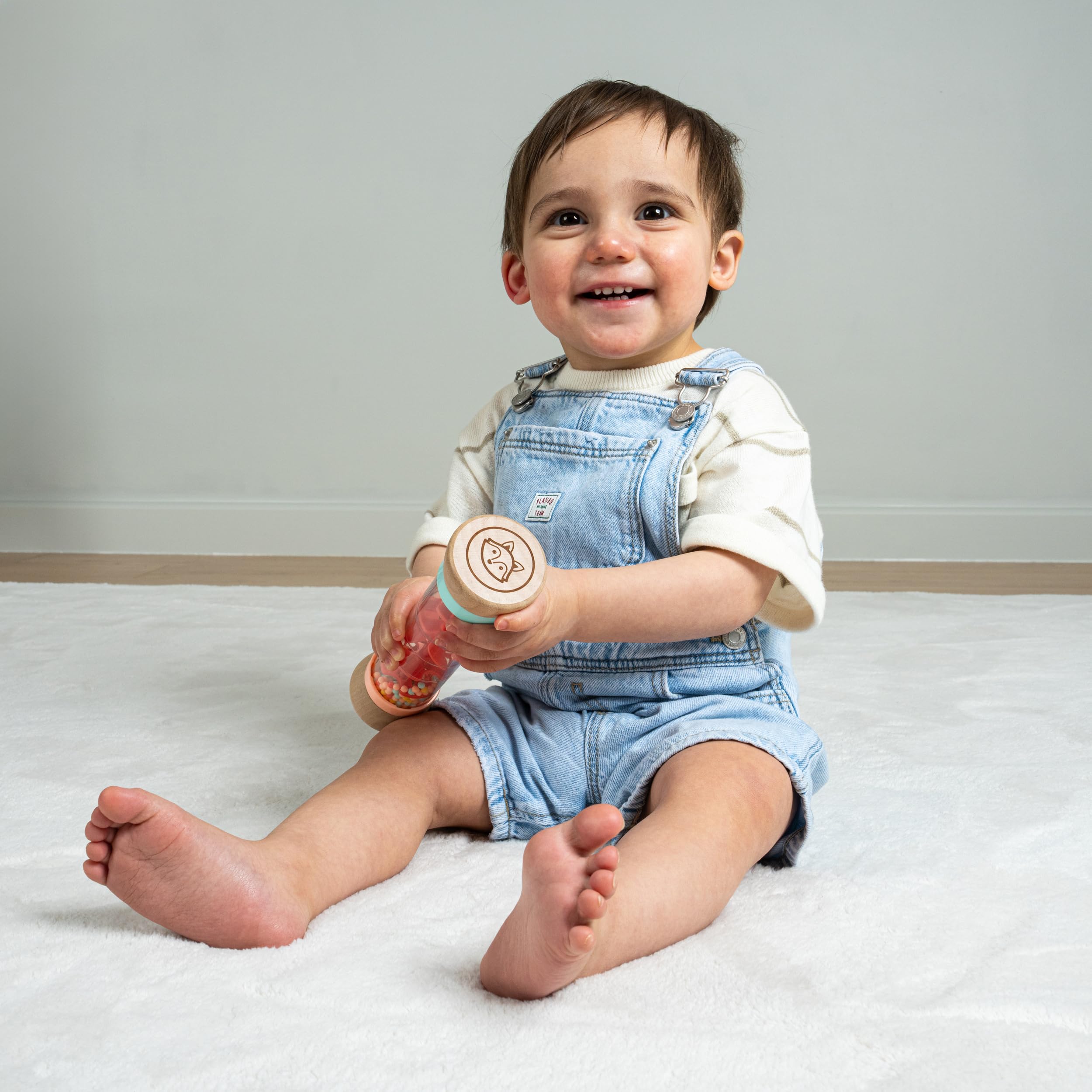 Owl & Fox Wooden Rainmaker Baby Rattle Toy - Soothing Sounds, Sensory Development | 12+ Months 6