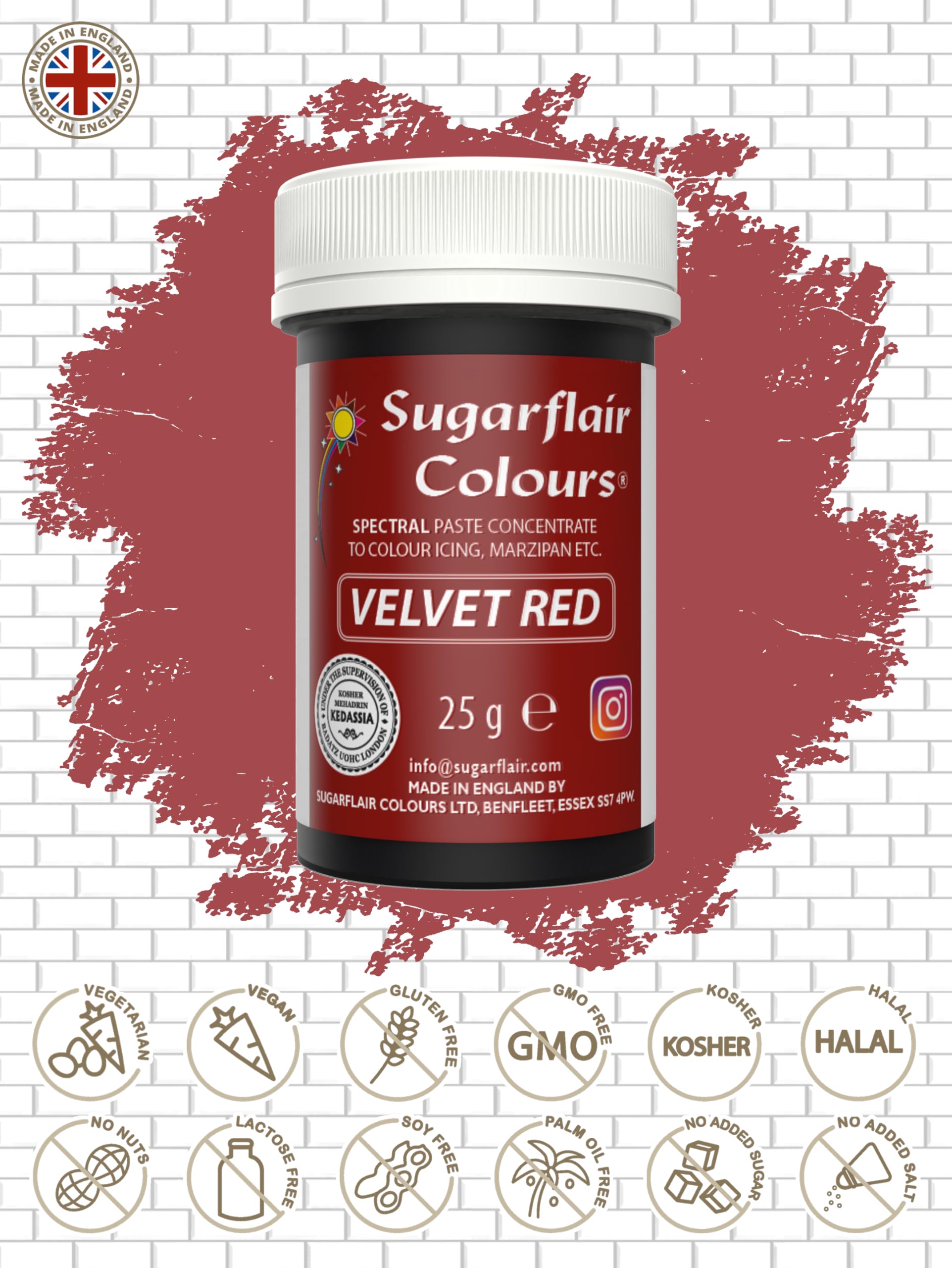 Sugarflair - Spectral Velvet Red Food Colouring Paste (25g) 6