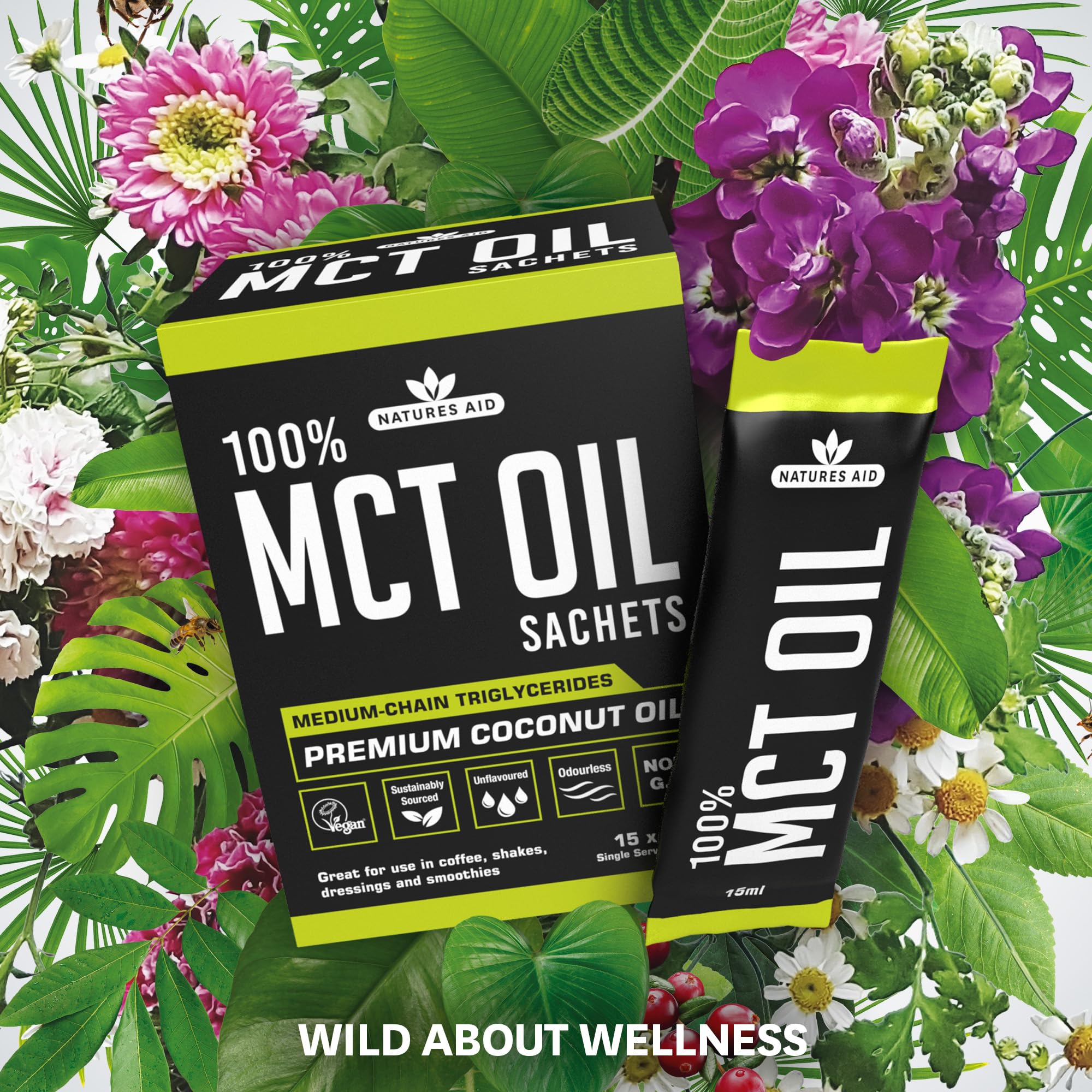 Natures Aid MCT Oil 15 x 15ml Sachets - 100% Pure Coconut Oil for Coffee, Smoothies, Shakes & Dressings - Vegan, Vegetarian, Sustainably Sourced 8