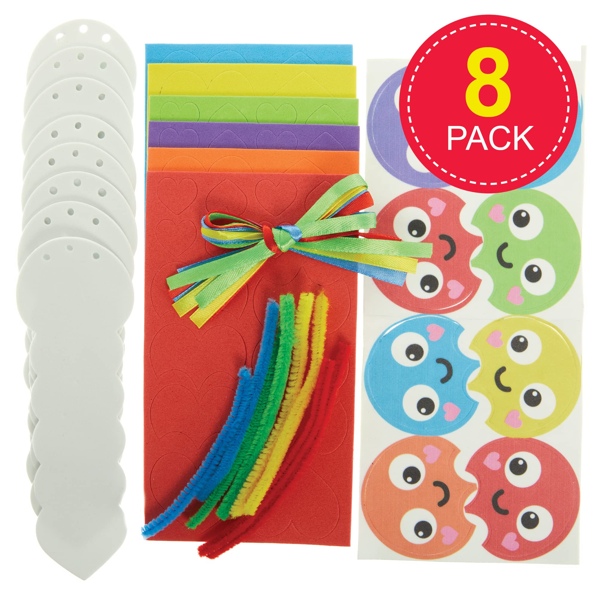 Baker Ross FX455 Caterpillar Rainbow Love Heart Bookmark Kits - Pack of 8 | Foam Craft Kit | Ages 6+