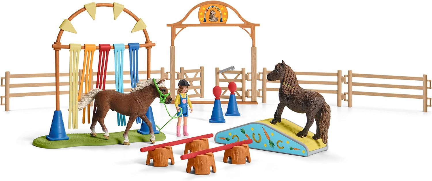 Schleich 42481 Pony Agility Training Playset - Farm World Animal Figures for Kids 3+ 11