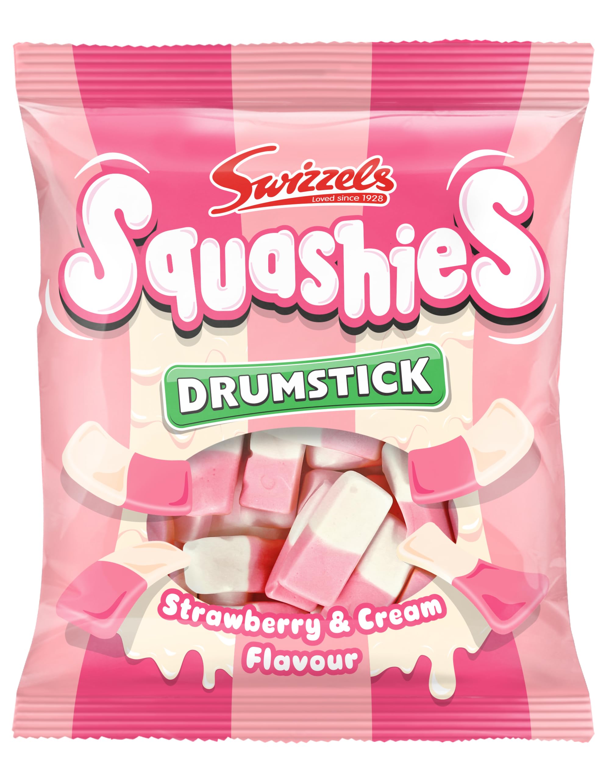 Swizzels Squashies Süßigkeiten, Erdbeer-Sahne-Geschmack, 140 g Einzelbeutel