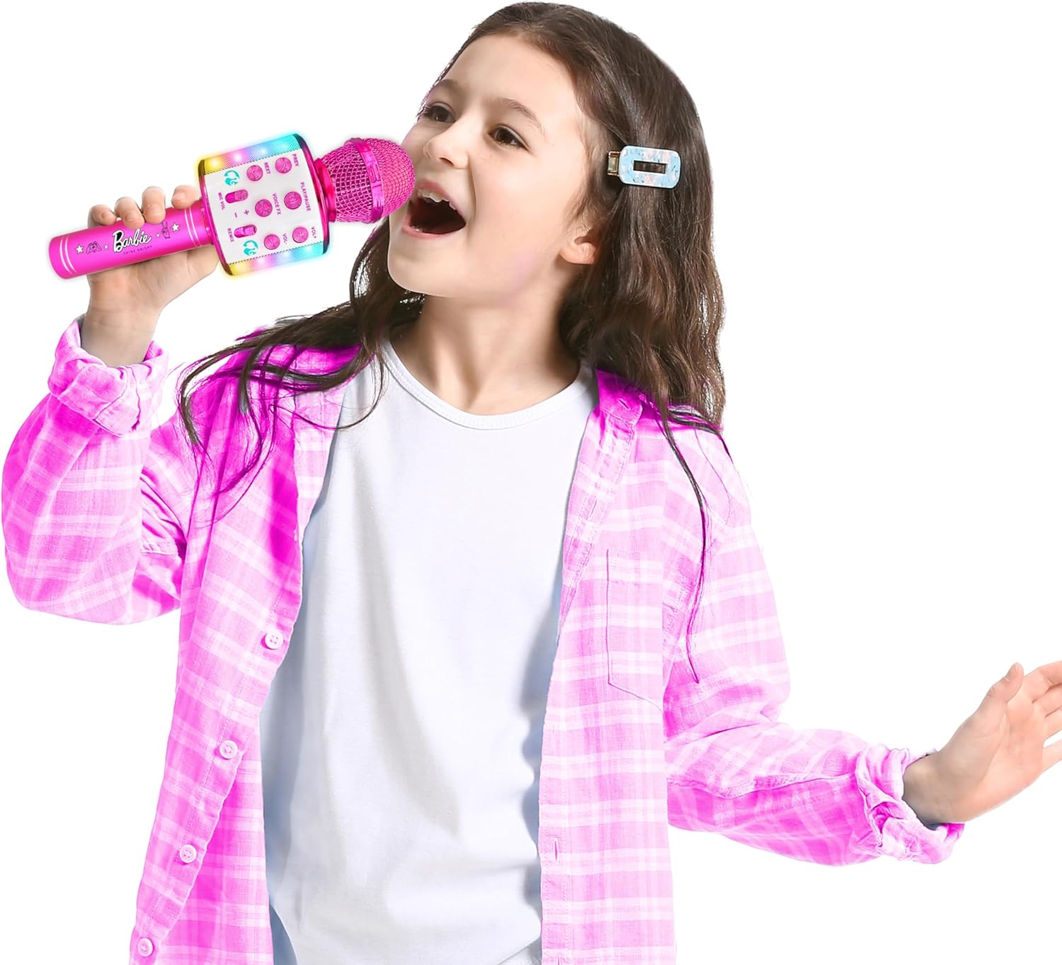 Barbie Bright Voicemaster Microphone - Wireless Karaoke Mic with Voice Changer & Lights 5