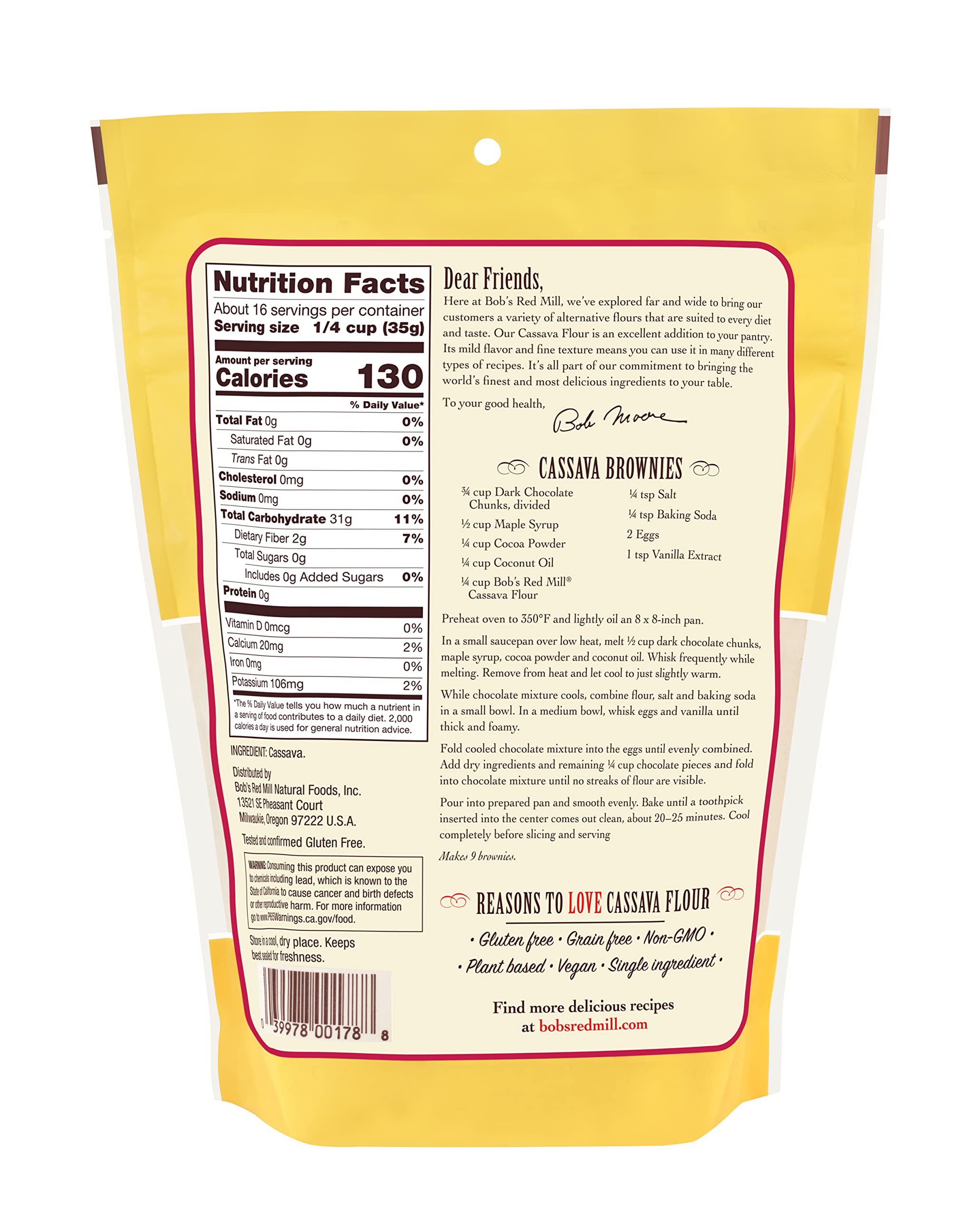 Bob's Red Mill - Grain Free, Gluten Free Cassava Flour, 567g Pouch 3