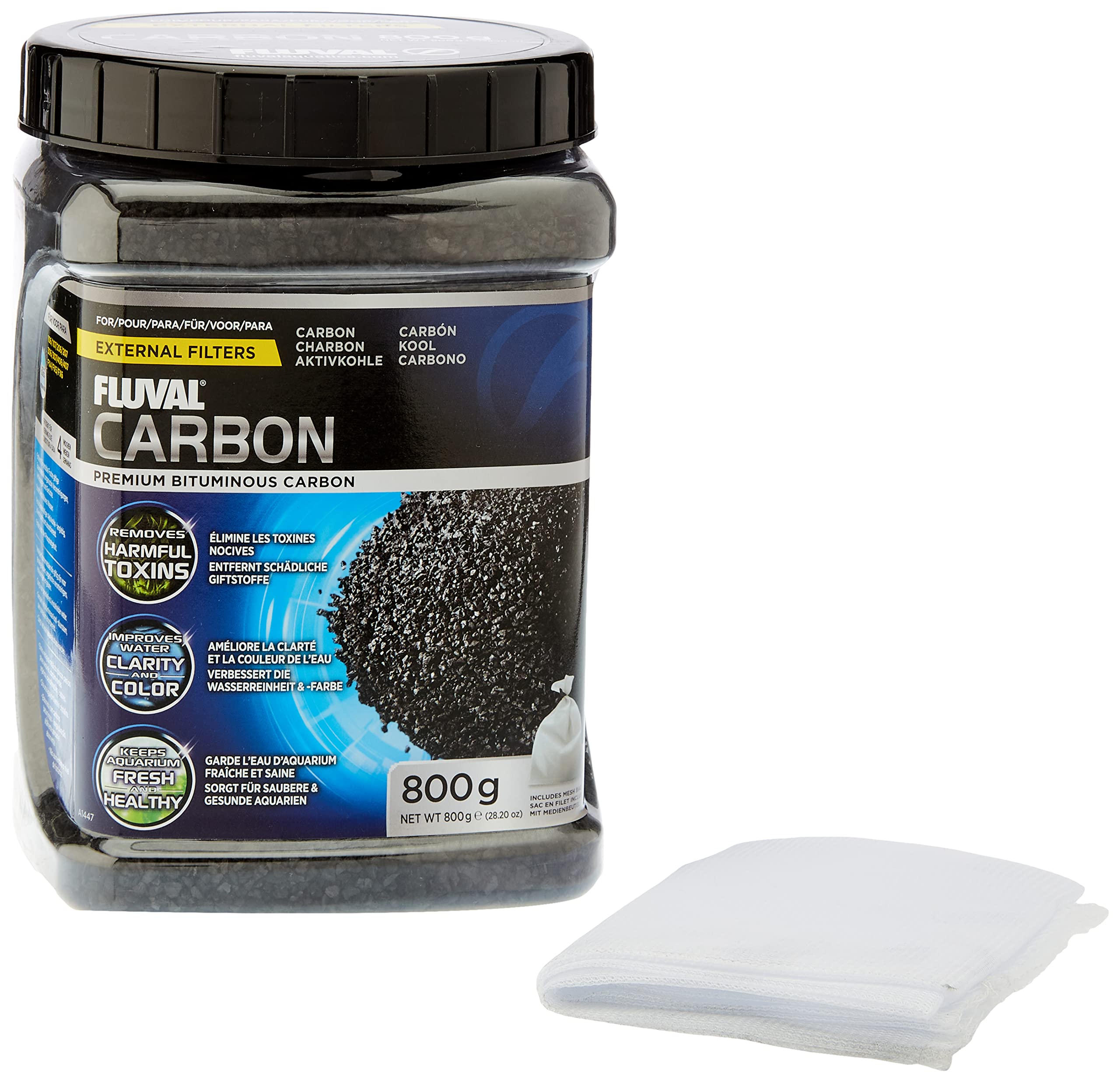 Fluval A1447 Activated Carbon Chemical Filtration Media | 800 g Bulk Jar