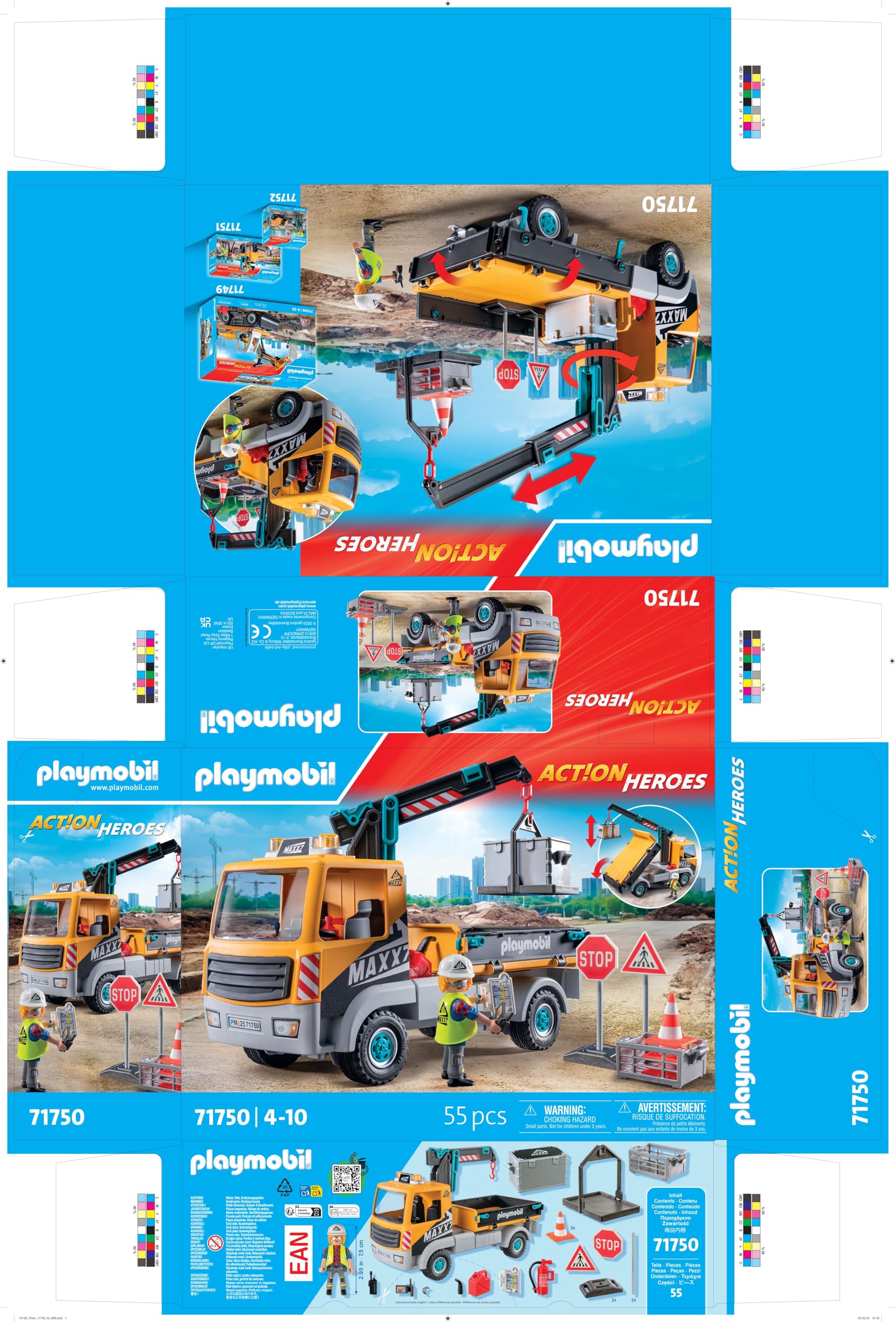 Playmobil Construction Lorry with Crane - Extendable Crane Vehicle Playset for Kids 4