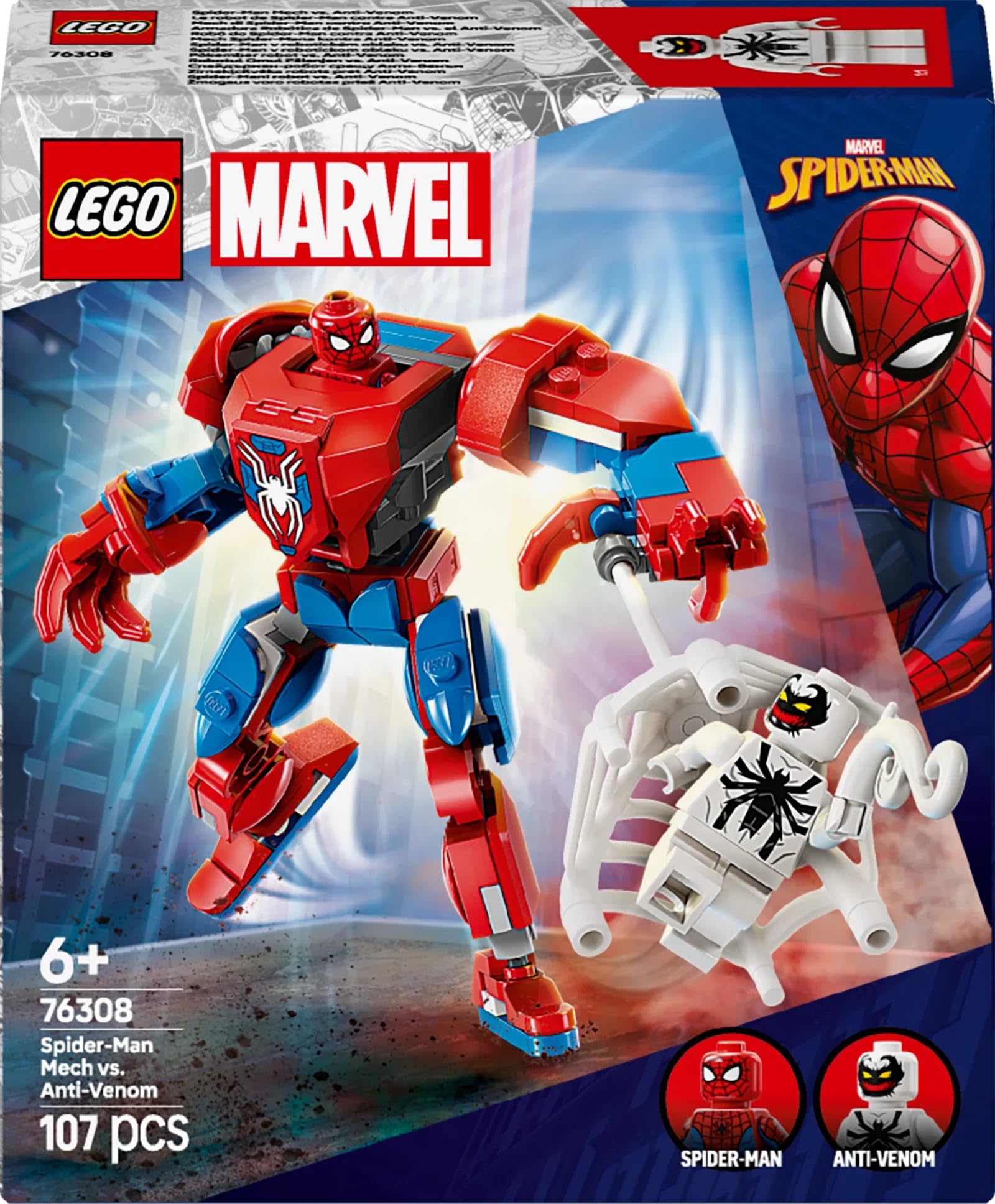 LEGO Marvel Spider-Man Mech vs. Anti-Venom - Buildable Super Hero Playset for Kids 6+ 8