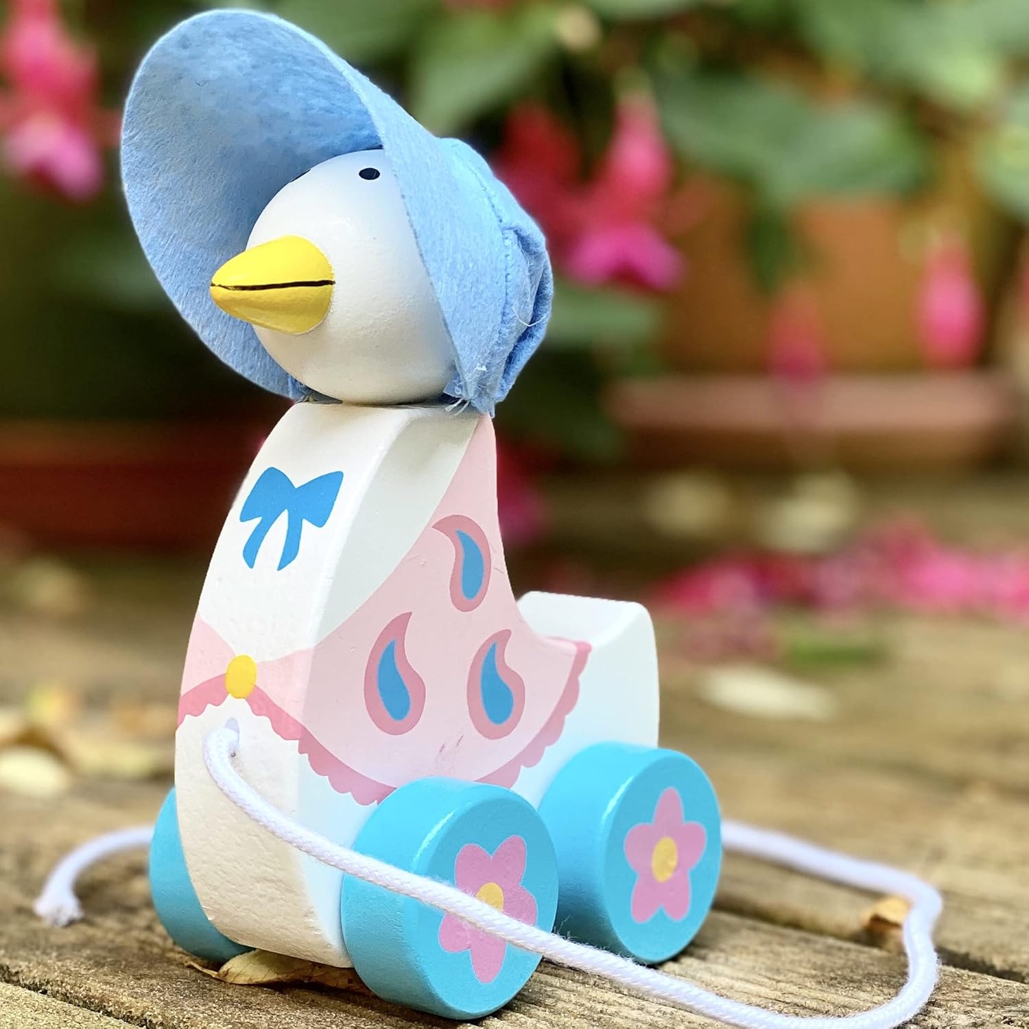 Orange Tree Toys Jemima Puddle Duck Pull Along - Licensed Peter Rabbit Wooden Toy for Toddlers 5