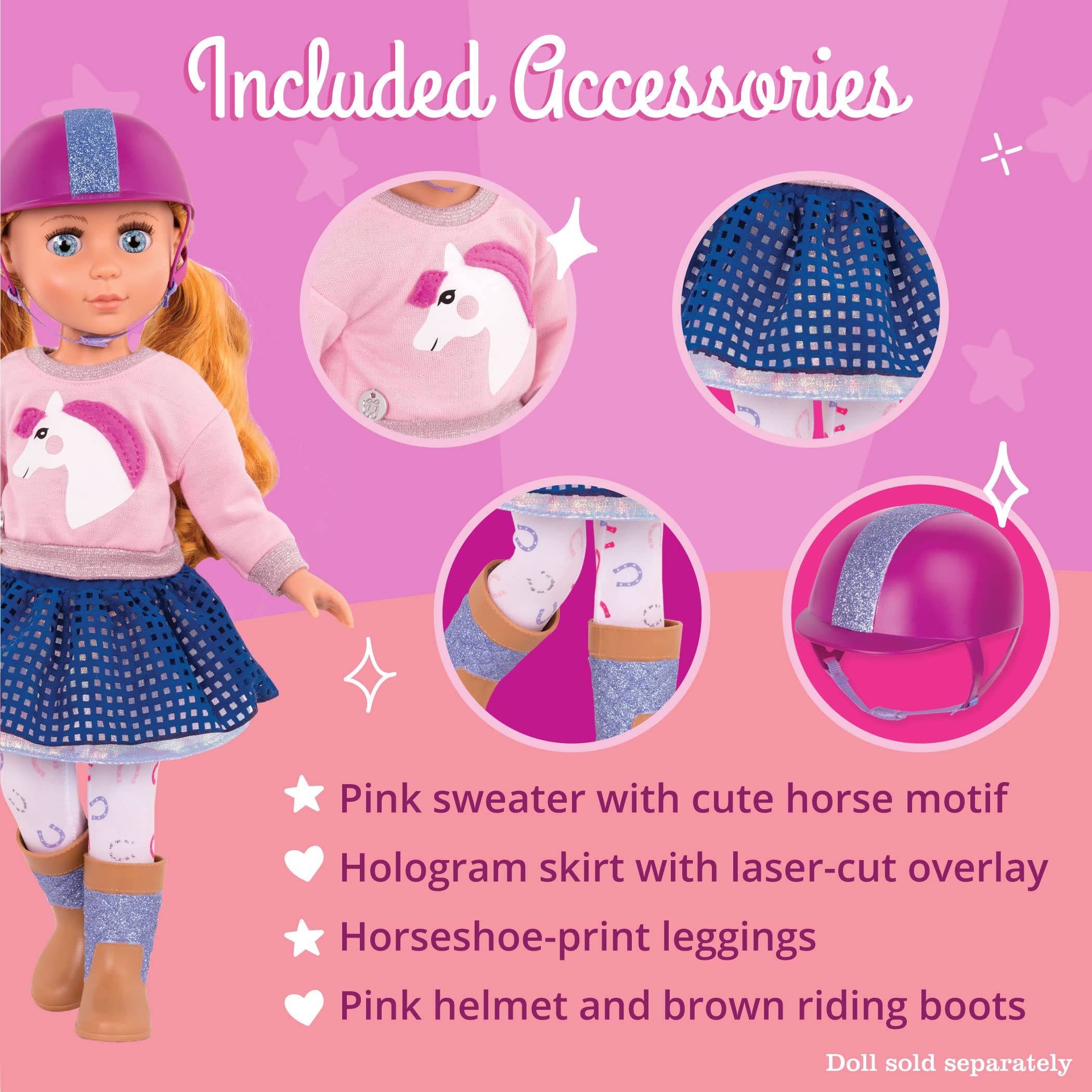 Glitter Girls 14-Inch Doll Gallop & Glow Riding Outfit - Deluxe Equestrian Clothes Set for 3+ 12