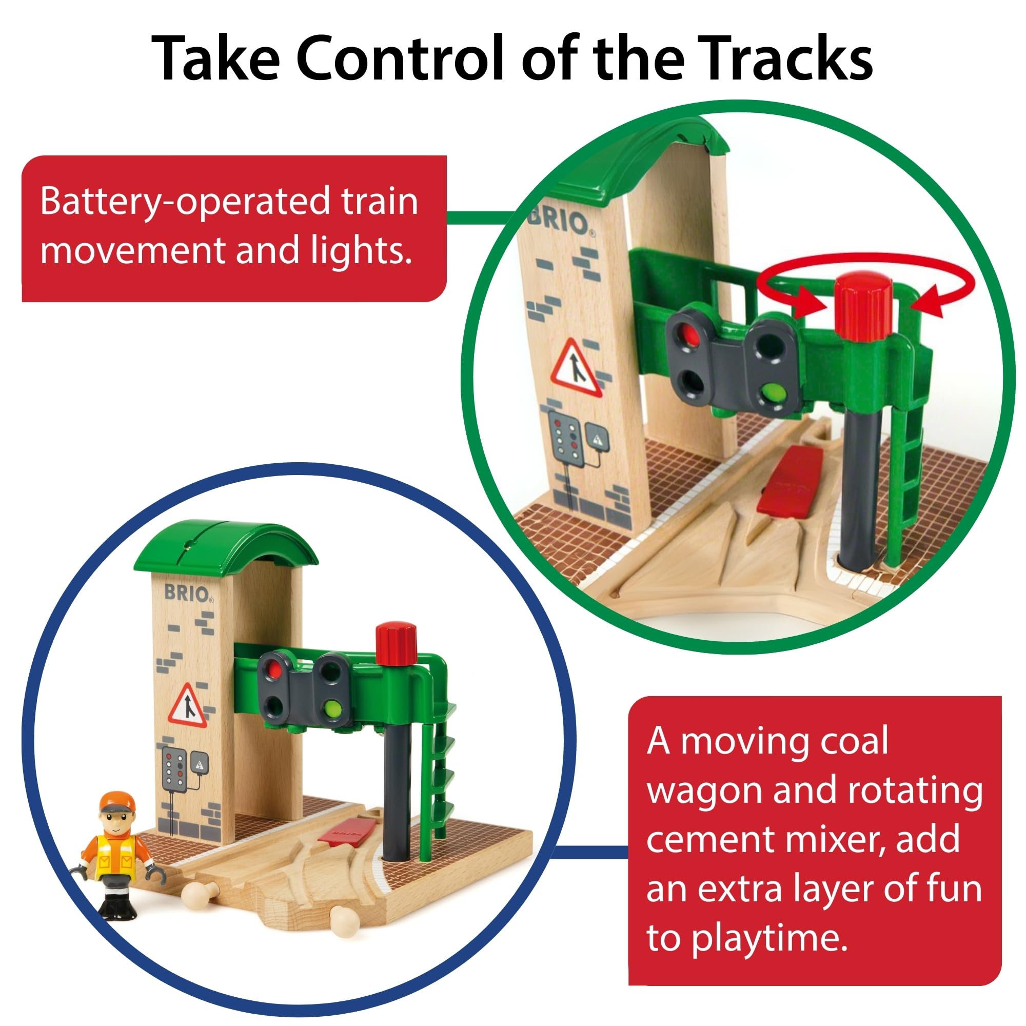 BRIO World Train Signal Station - Wooden Railway Accessory with Play Figure for Kids 12