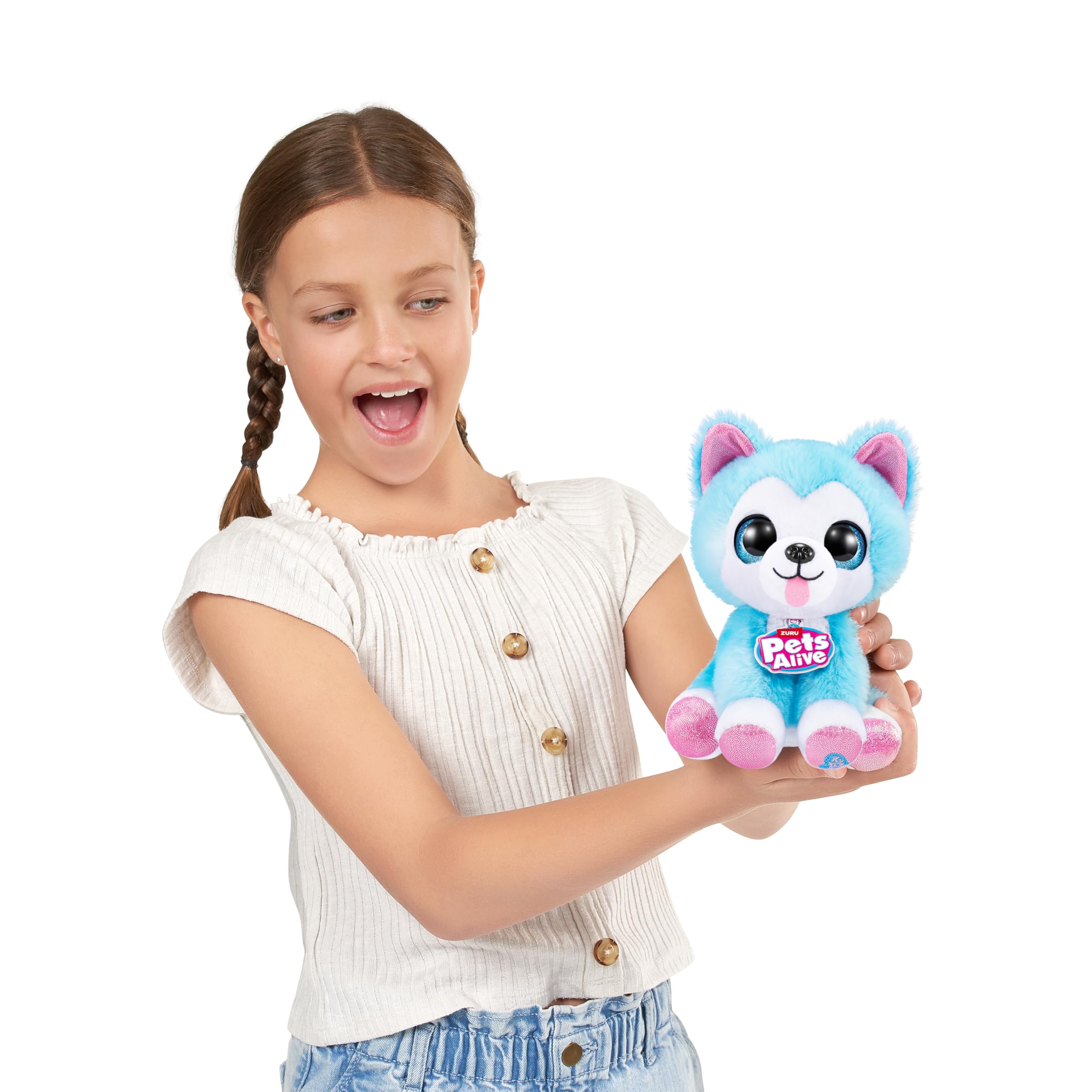 Pets Alive Puppy Rescue Wolf Dog Plush - Interactive Speak & Repeat Toy with Healing Kit, 6 to Collect 7