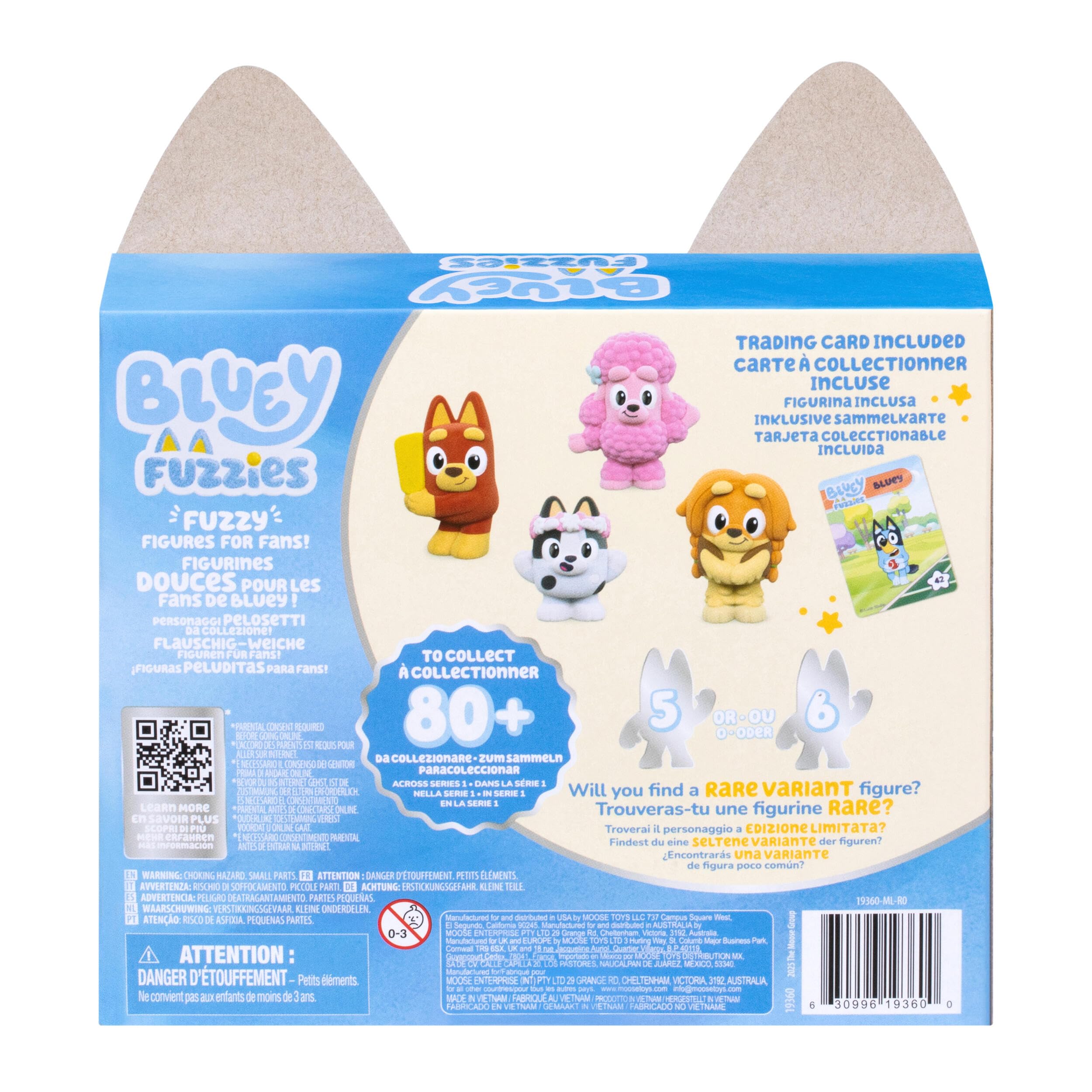 Bluey Fuzzies Friends & Family Pack - 6 Surprise Collectible Mini-Figures | Flocked Texture