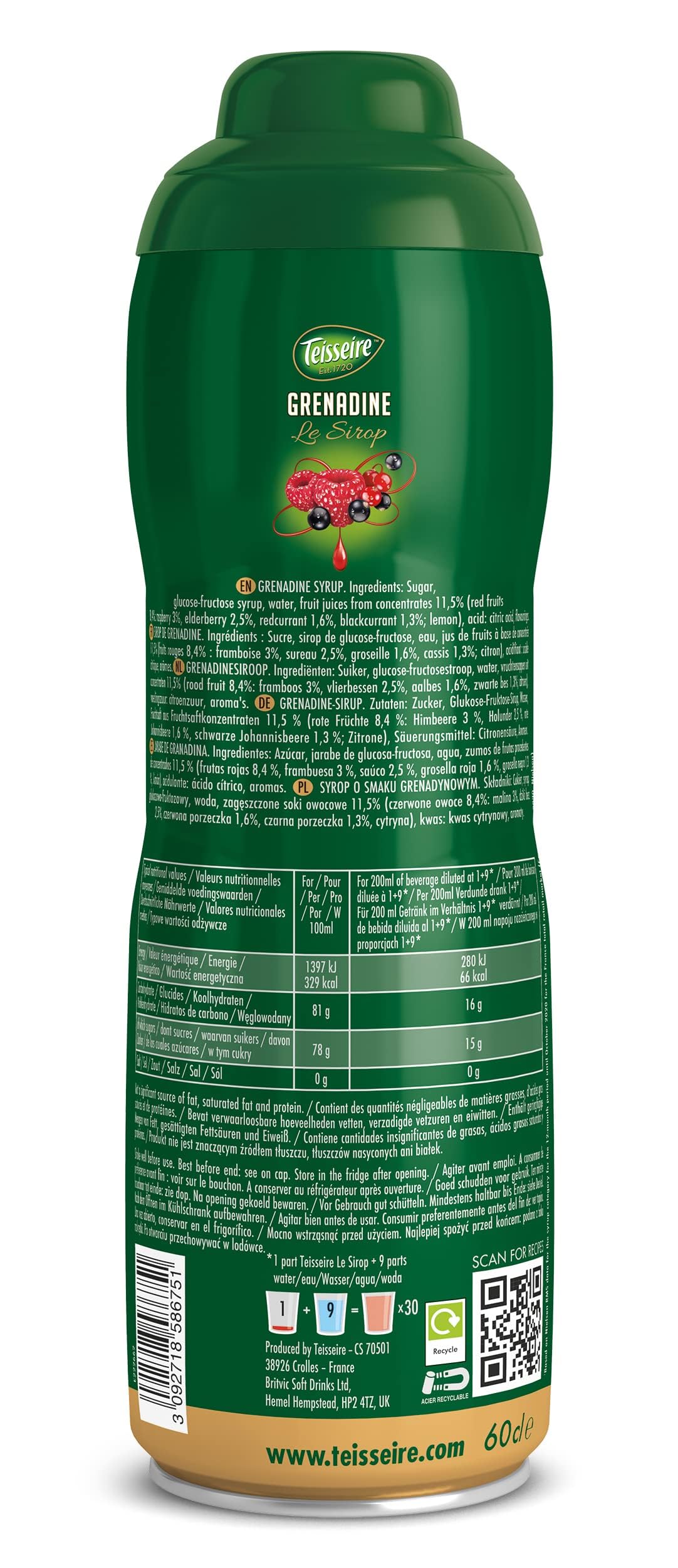 Teisseire Grenadine Syrup 600ml 8
