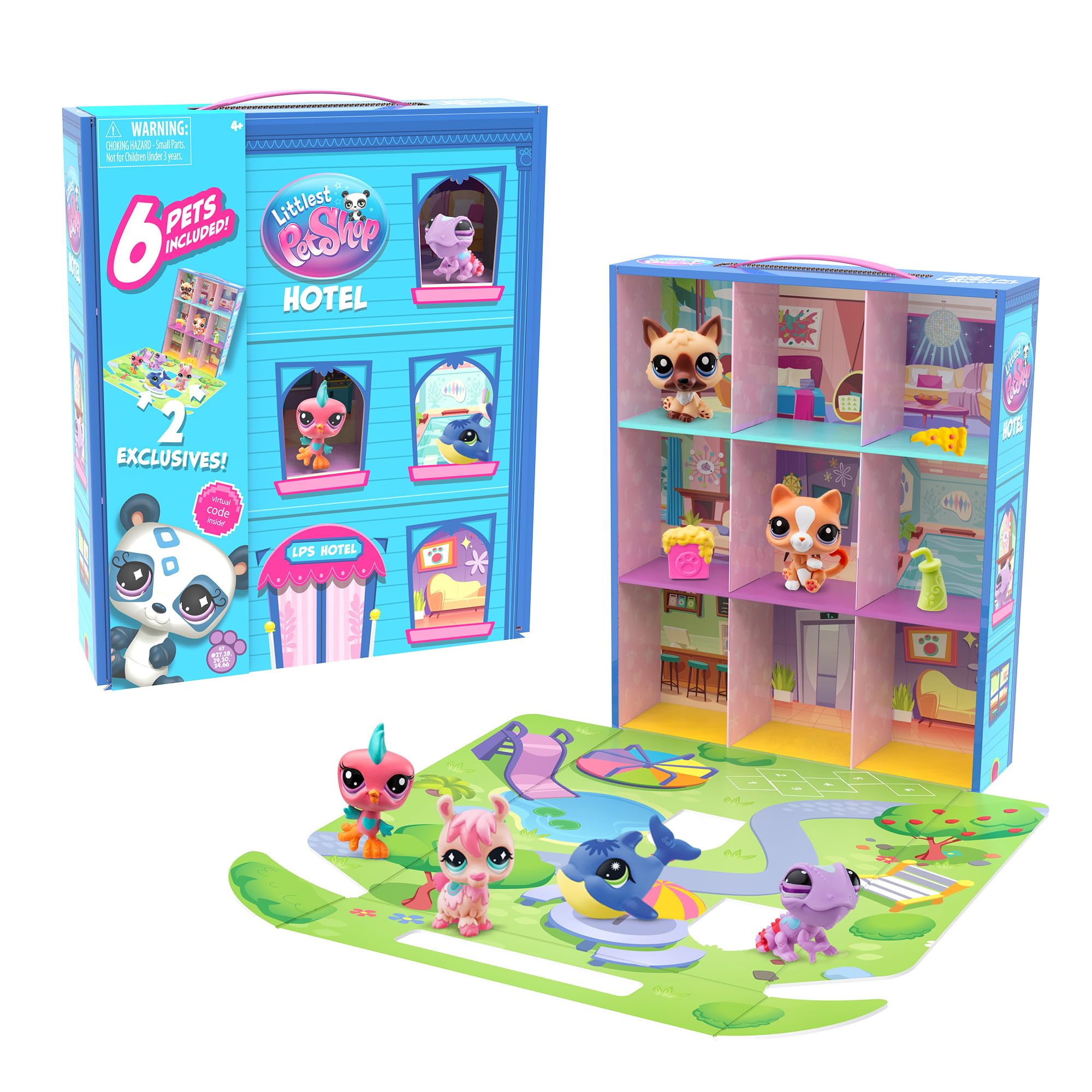 Littlest Pet Shop Bandai Playful Pet Hotel - 6 LPS Minis with Accessories & Virtual Code 10