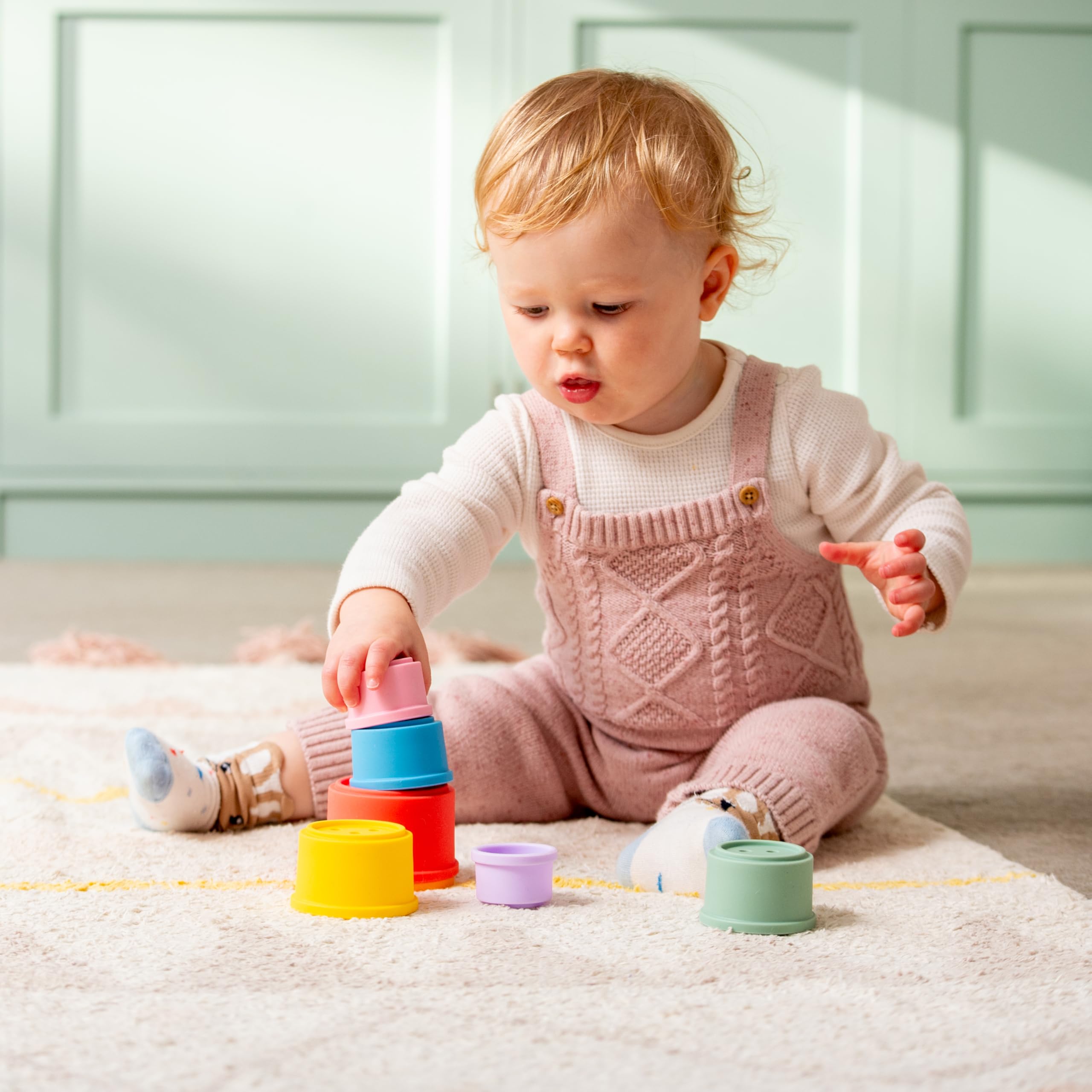 tickit Silisoft Round Colourful Stacking Cups - 7 Soft Silicone Cups for Sensory & Motor Skill Development 7