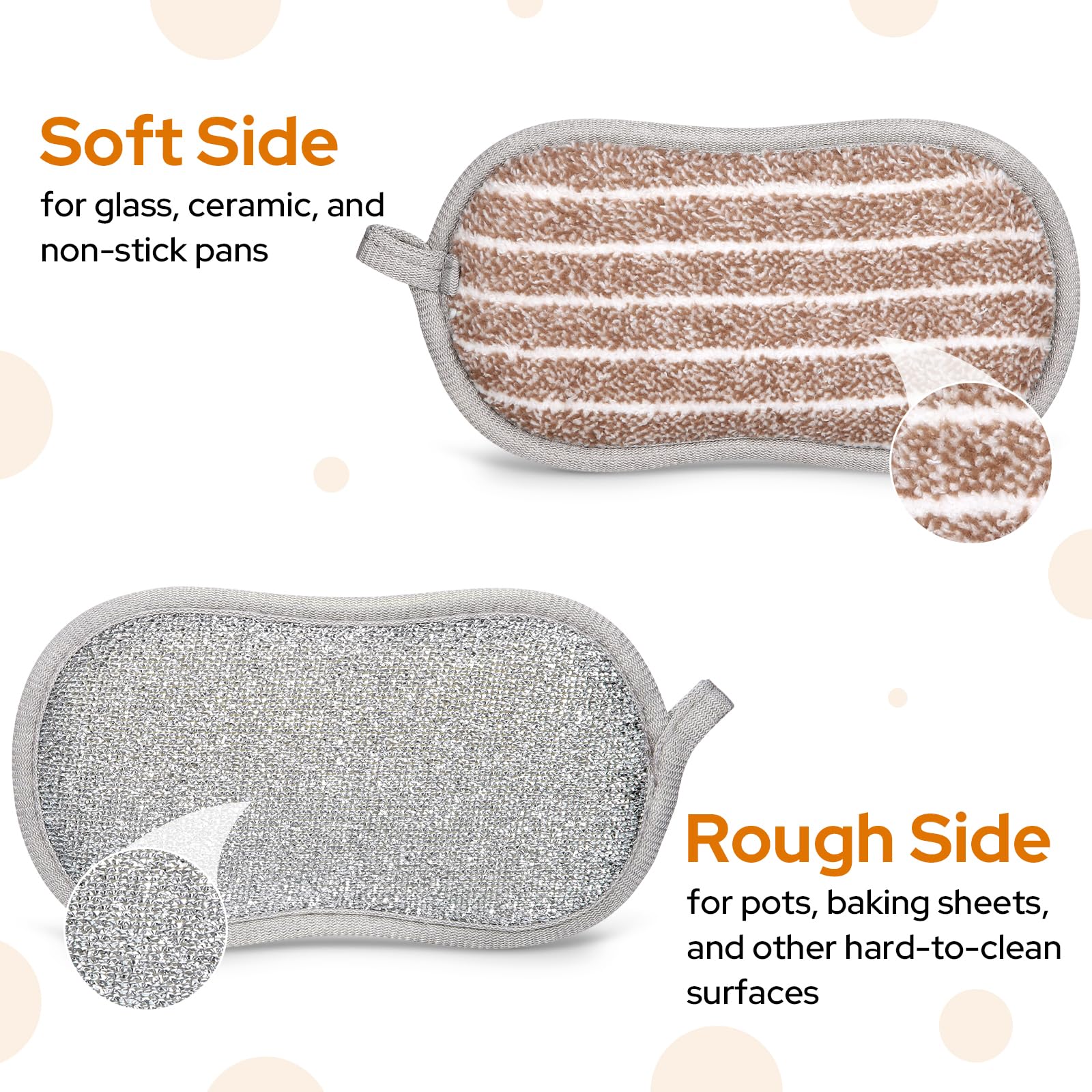 Euqvunn 8 Pack Dual-Sided Kitchen Cleaning Sponges | Thick & High-Density | Non-Scratch