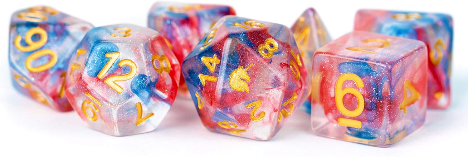 Metallic Dice Games Unicorn: Cosmic Carnival 7-Piece Acrylic Dice Set