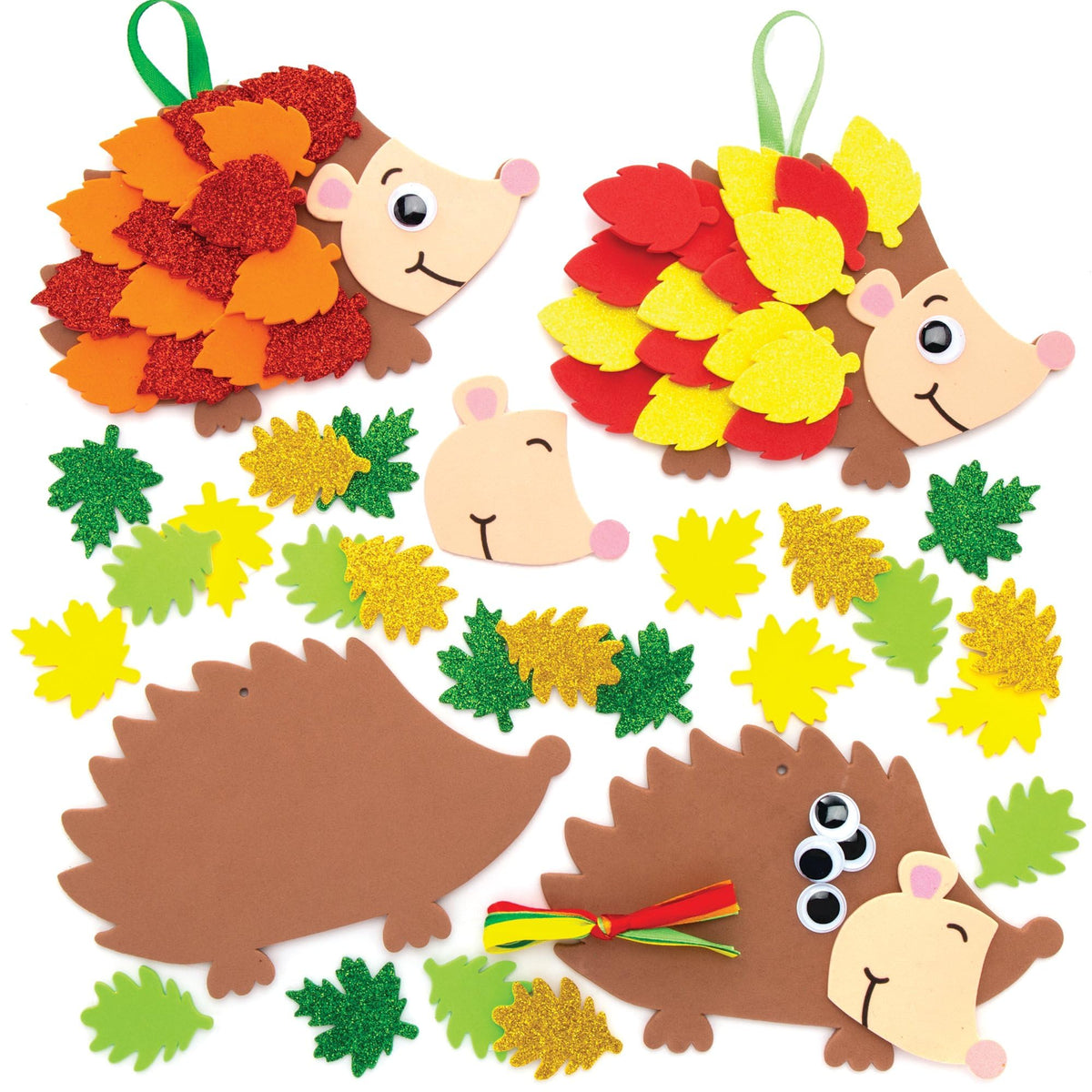 Baker Ross Leafy Hedgehog Kits - Autumn/Winter Arts & Crafts | Pack of 5 | 16cm Hedgehog