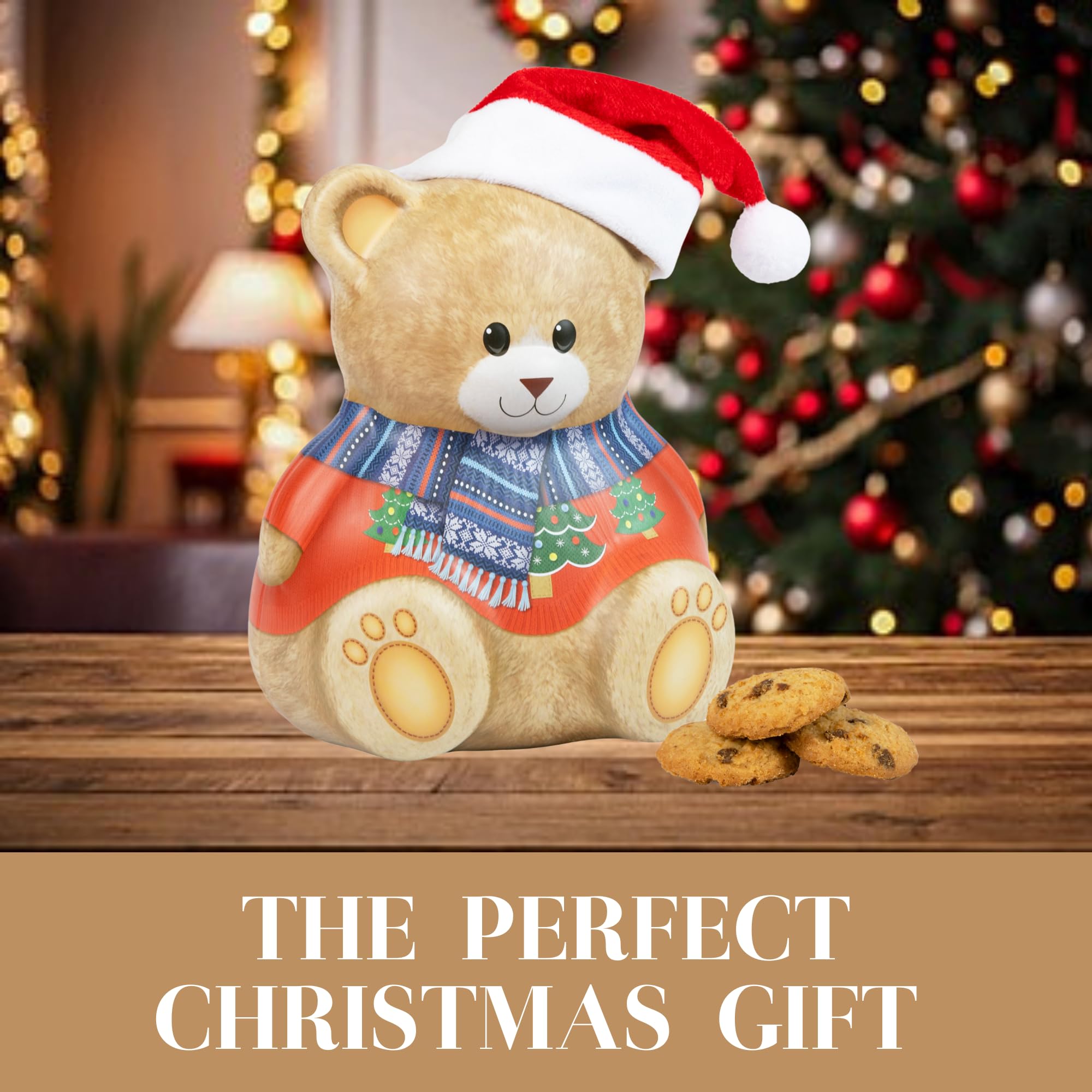 The Silver Crane Co. - Christmas Bear with Hat Gift Set Biscuit Tin 6