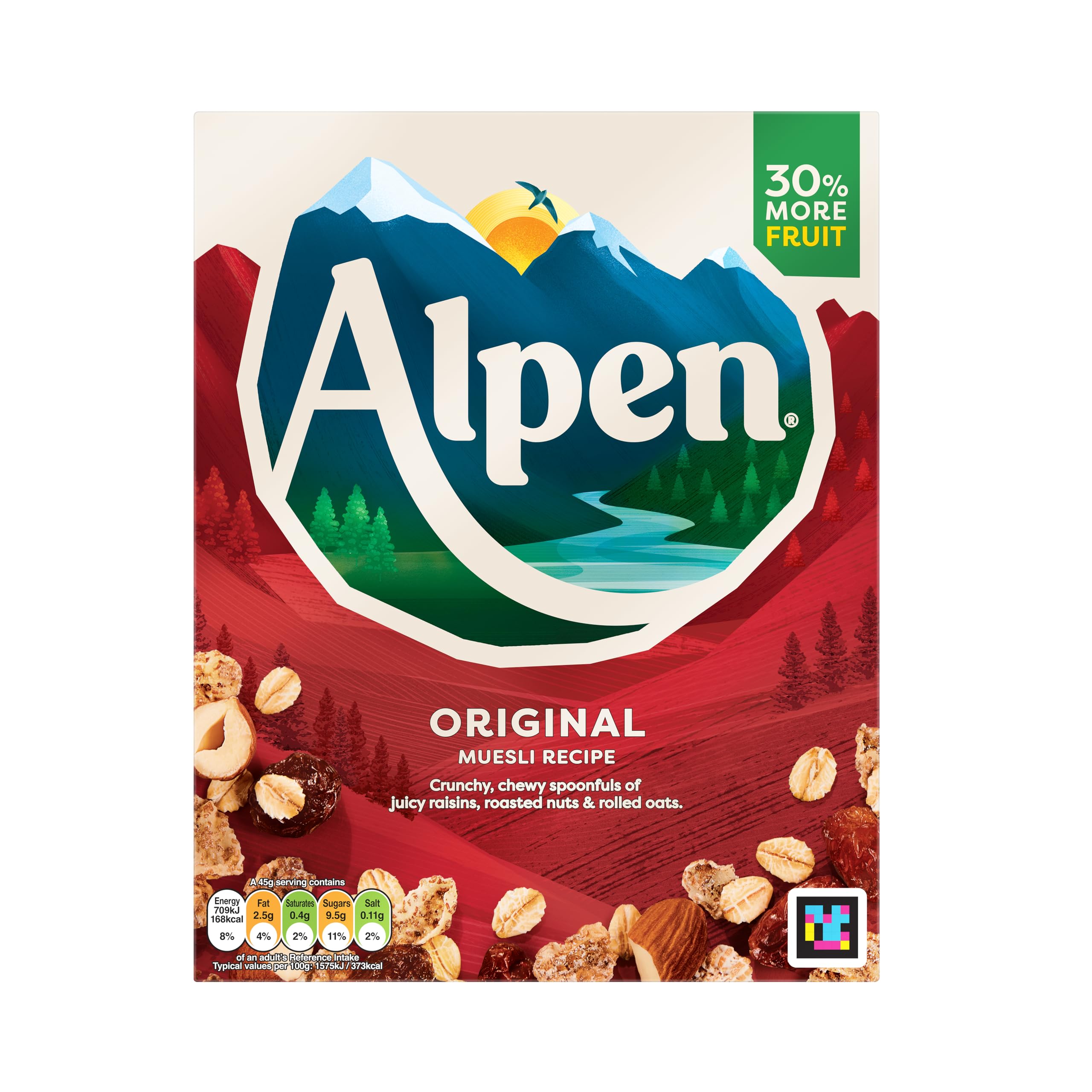 Alpen Original Muesli High in Fibre, Low Sugar, 100% Natural with +30% More Fruit, 550g