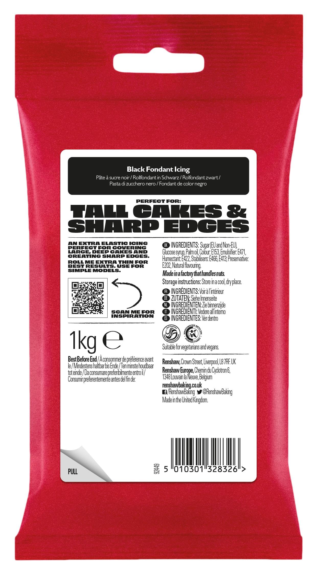 Renshaw - Extra Black Ready to Roll Fondant Icing 1 kg 7