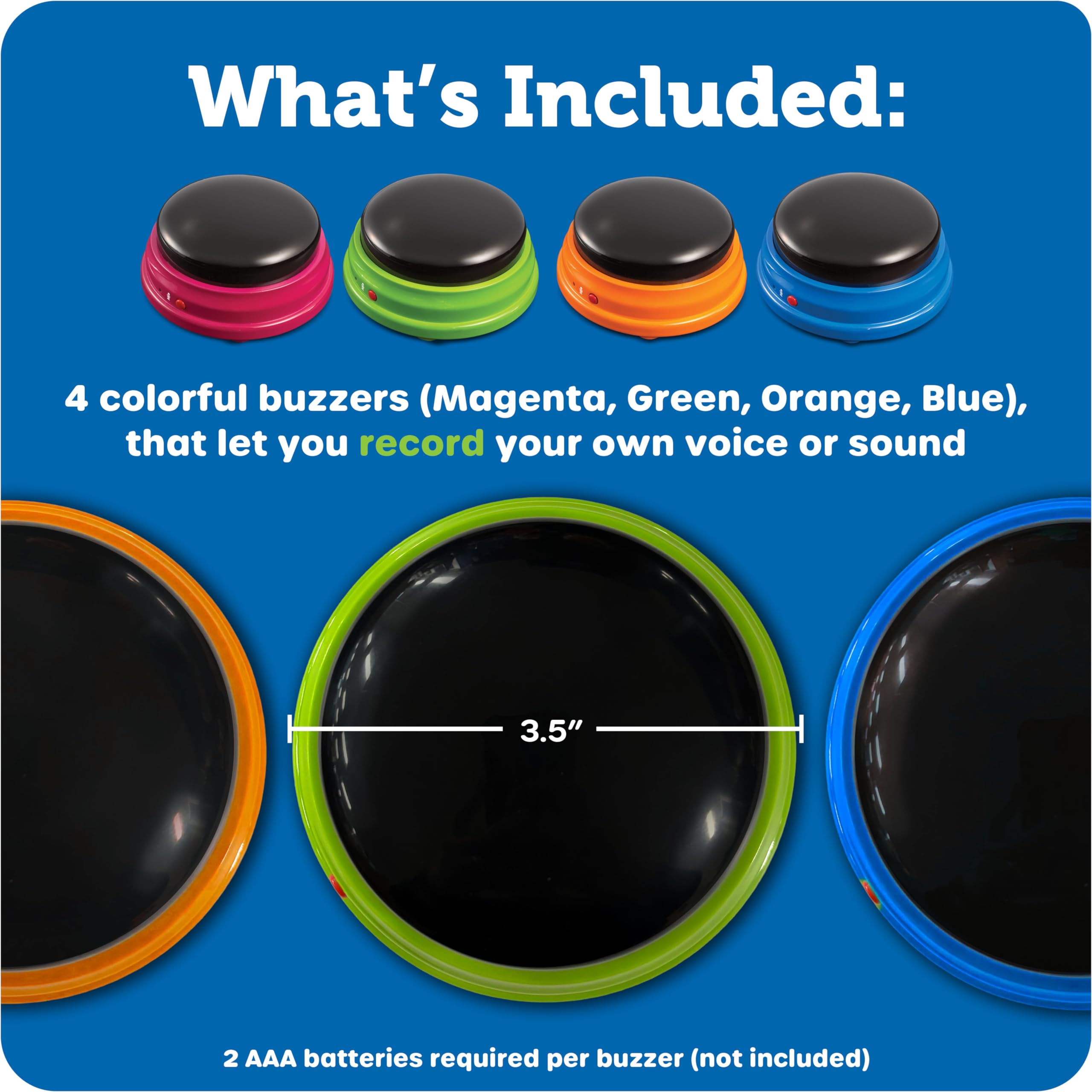 Learning Resources Recordable Answer Buzzers - 7-Second Sound Recording, 4-Color Set, Ages 3+ 13