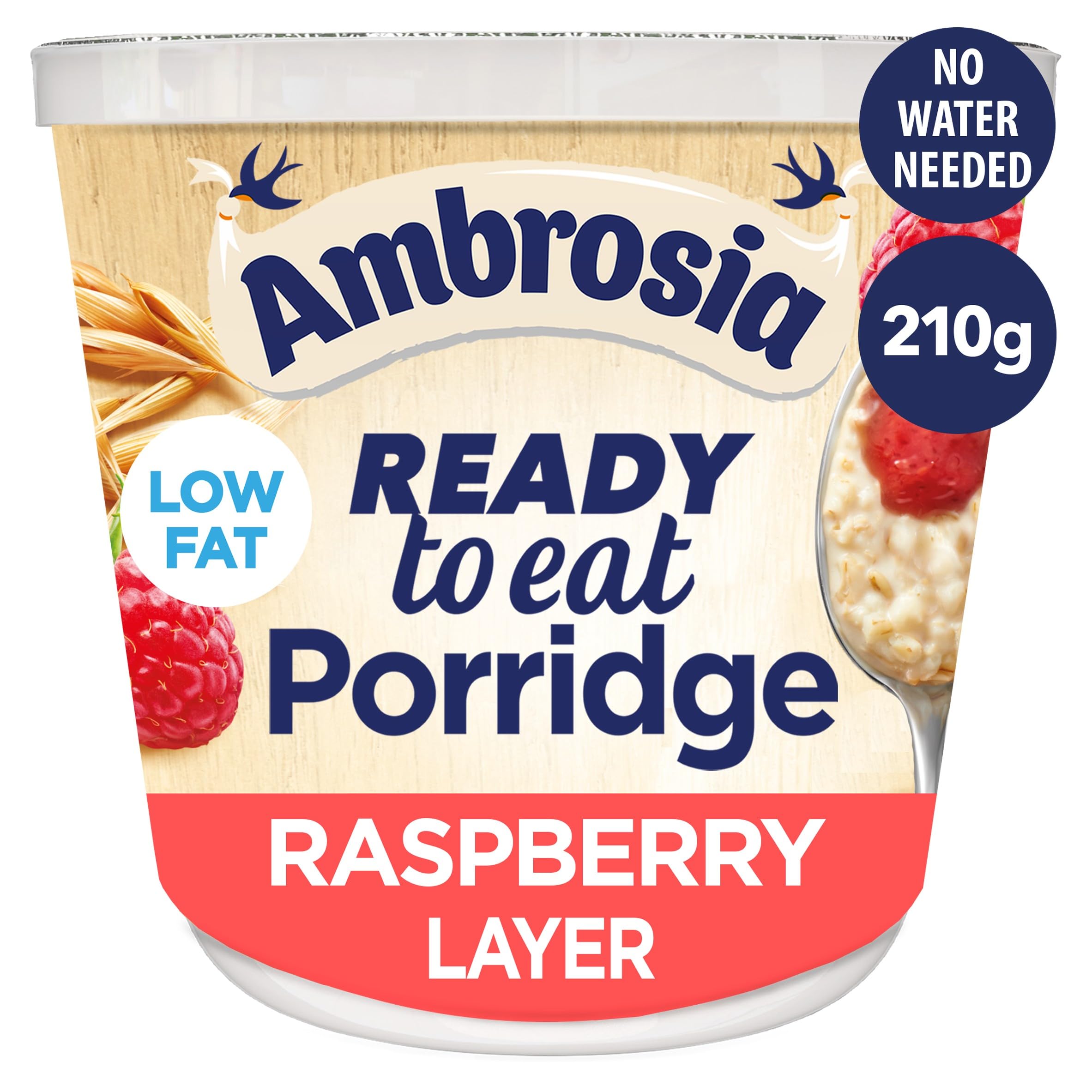 Ambrosia Raspberry Layered Porridge Pots with British Wholegrain Oats, Ready-to-Eat, 210g (Pack of 6) 7