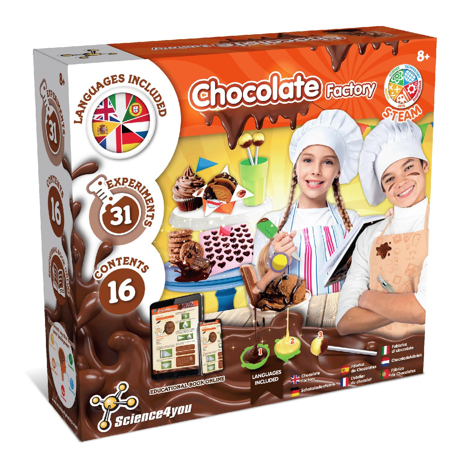 Science4you Chocolate Factory for Kids 8+ Years - 31 Experiment Chocolate Making Kit