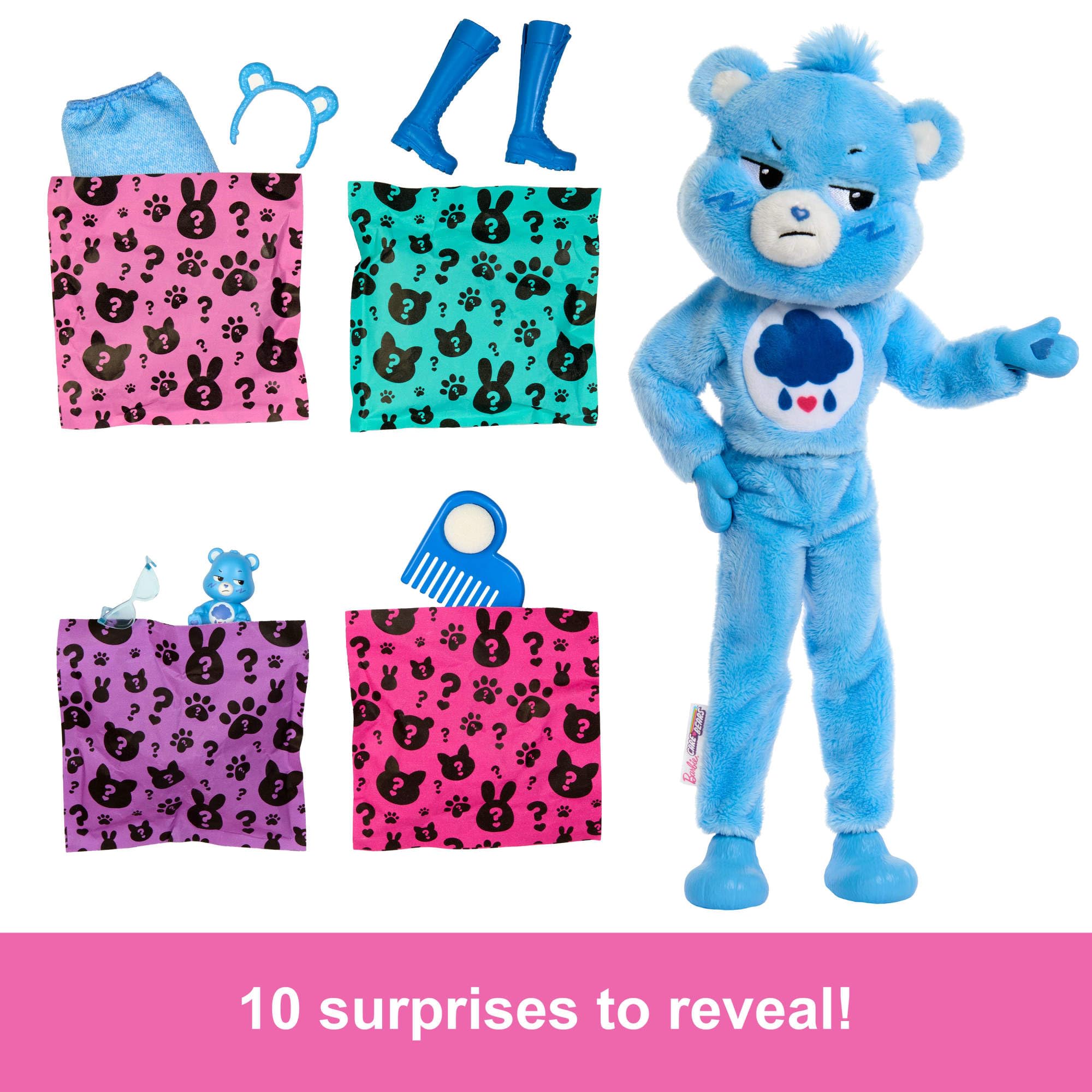 Barbie Cutie Reveal Care Bears Series Doll & Accessories Set - Grumpy Bear with Transforming Costume & 10 Surprises 6