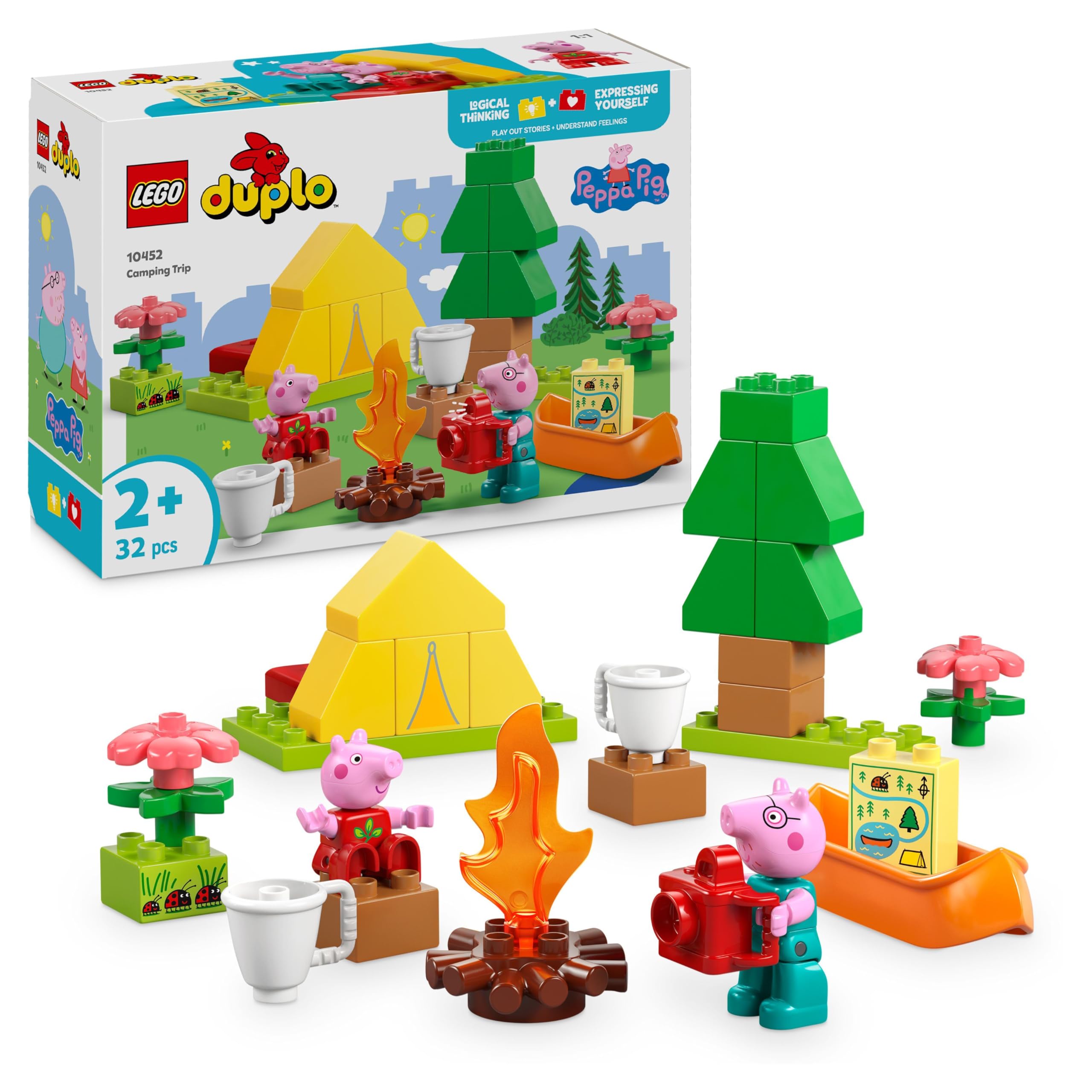 LEGO DUPLO Peppa Pig Camping Trip with Daddy Pig - Building Toy for 2+ Year Olds