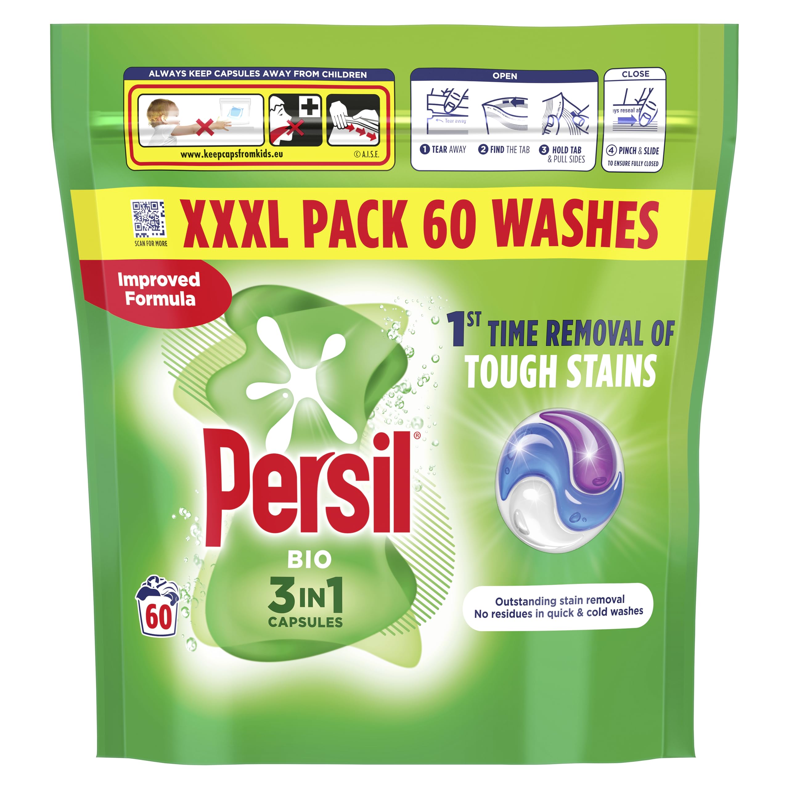 Persil - Bio 3 in 1 Washing Capsules, 60 Washes